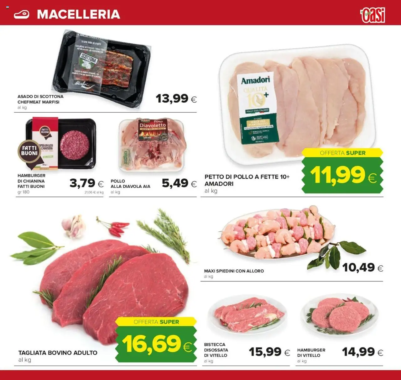 Volantino Oasi del 07.08.2025 | Pagina: 7 | Prodotti: Bovino, Pollo, Vitello, Spiedini
