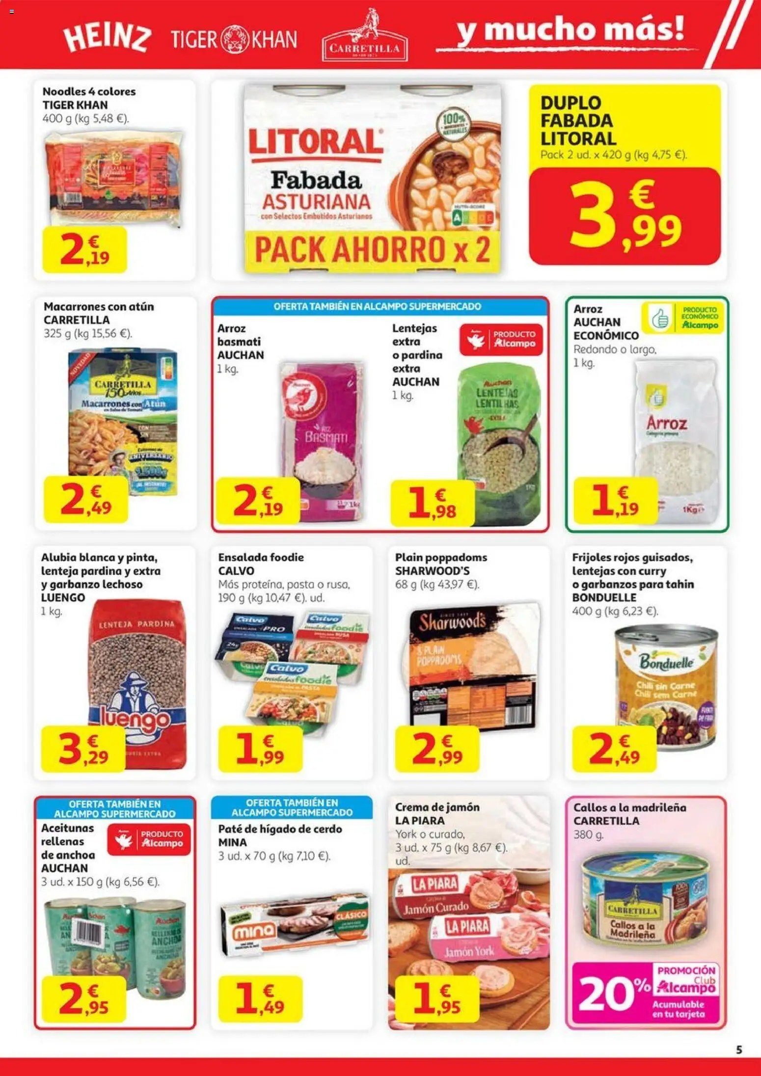 Alcampo - HG Madrid Unificado  │ válido desde el 23.10.2025 | Página: 5 | Productos: Cerdo, Pasta, Ensalada, Anchoa