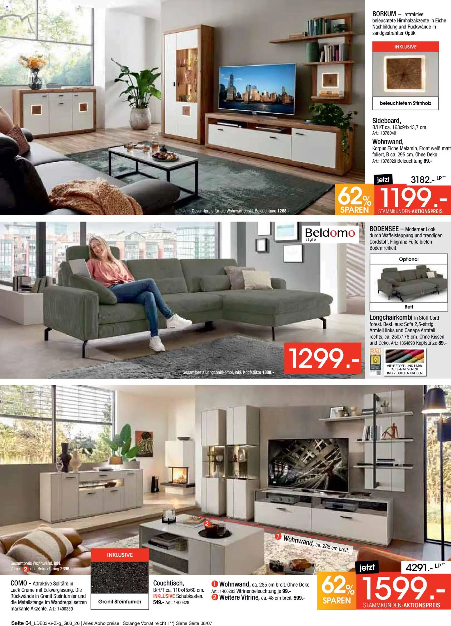 Zurbrüggen Bonus Sonder-Tage – gültig ab 15.03.2026 | Seite: 4 | Produkte: Wohnwand, Kissen, Sofa, Creme
