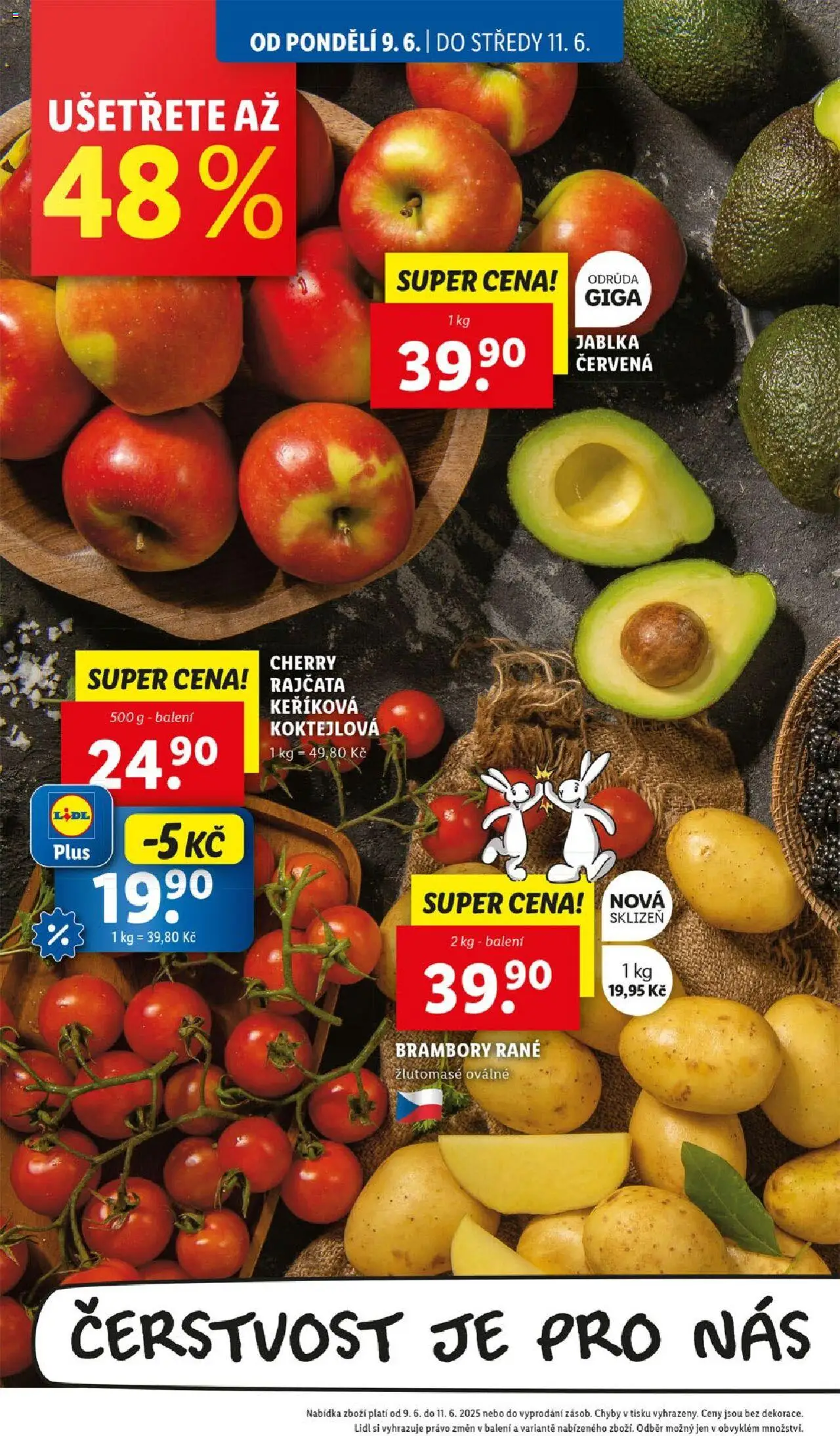 Lidl leták od 09.06.2025 | Strana: 8 | Produkty: Jablka, Rajčata, Cherry rajčata, Brambory