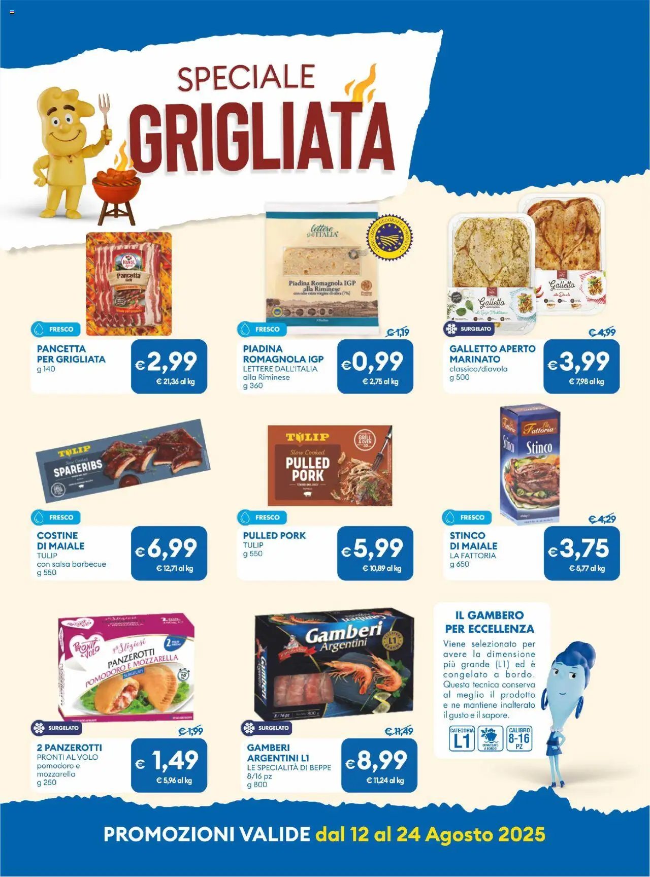 Volantino MD Discount del 12.08.2025 | Pagina: 4 | Prodotti: Pancetta, Olio, Piadina, Salsa barbecue