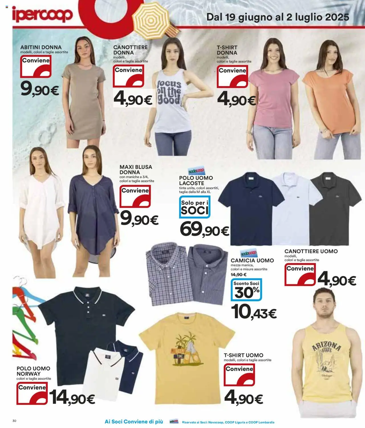 Volantino Ipercoop del 19.06.2025 | Pagina: 30 | Prodotti: Top, T-shirt, Blusa, Polo