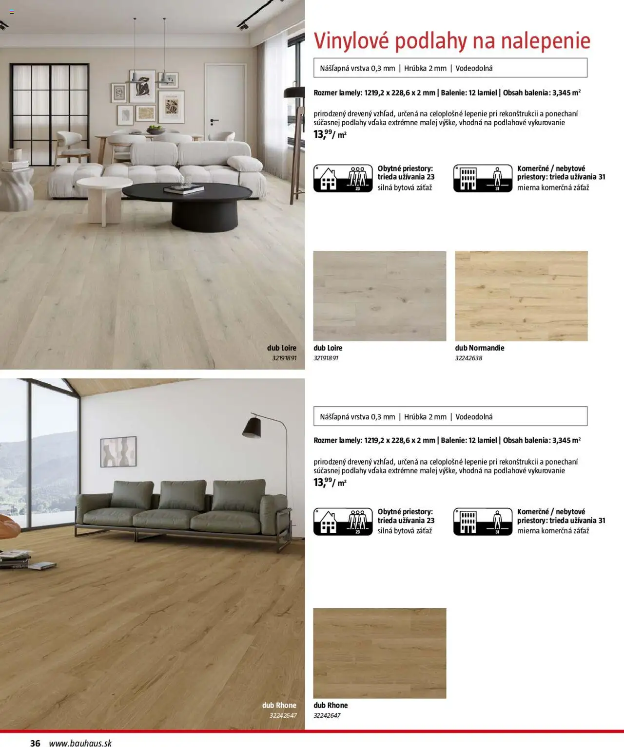 Bauhaus katalóg Podlahové krytiny │ platný od 04.08.2025 | Strana: 36 | Produkty: Lamely