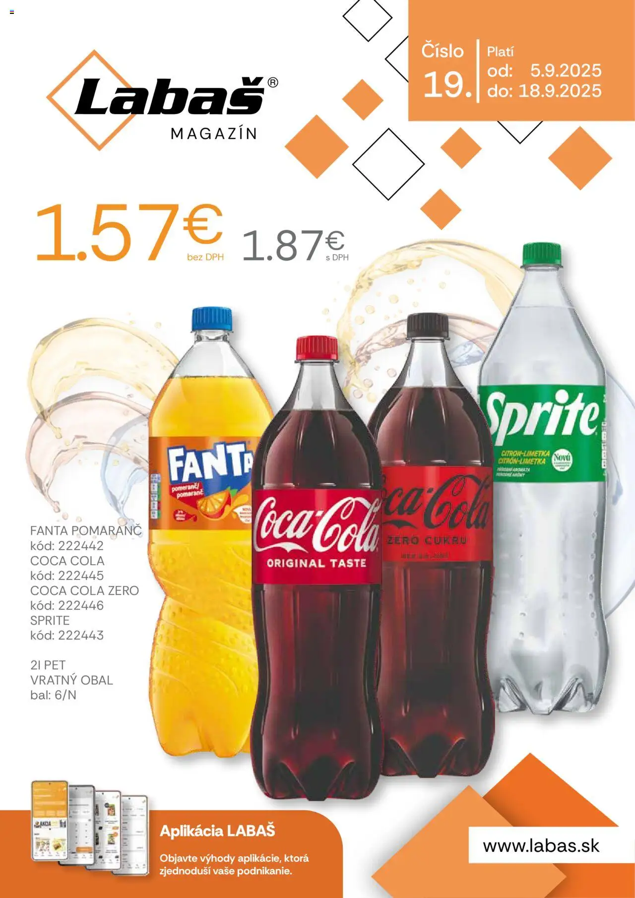 Nové Labaš akcie – leták je platný od 05.09.2025 | Strana: 36 | Produkty: Sprite, Fanta, Coca cola, Cola