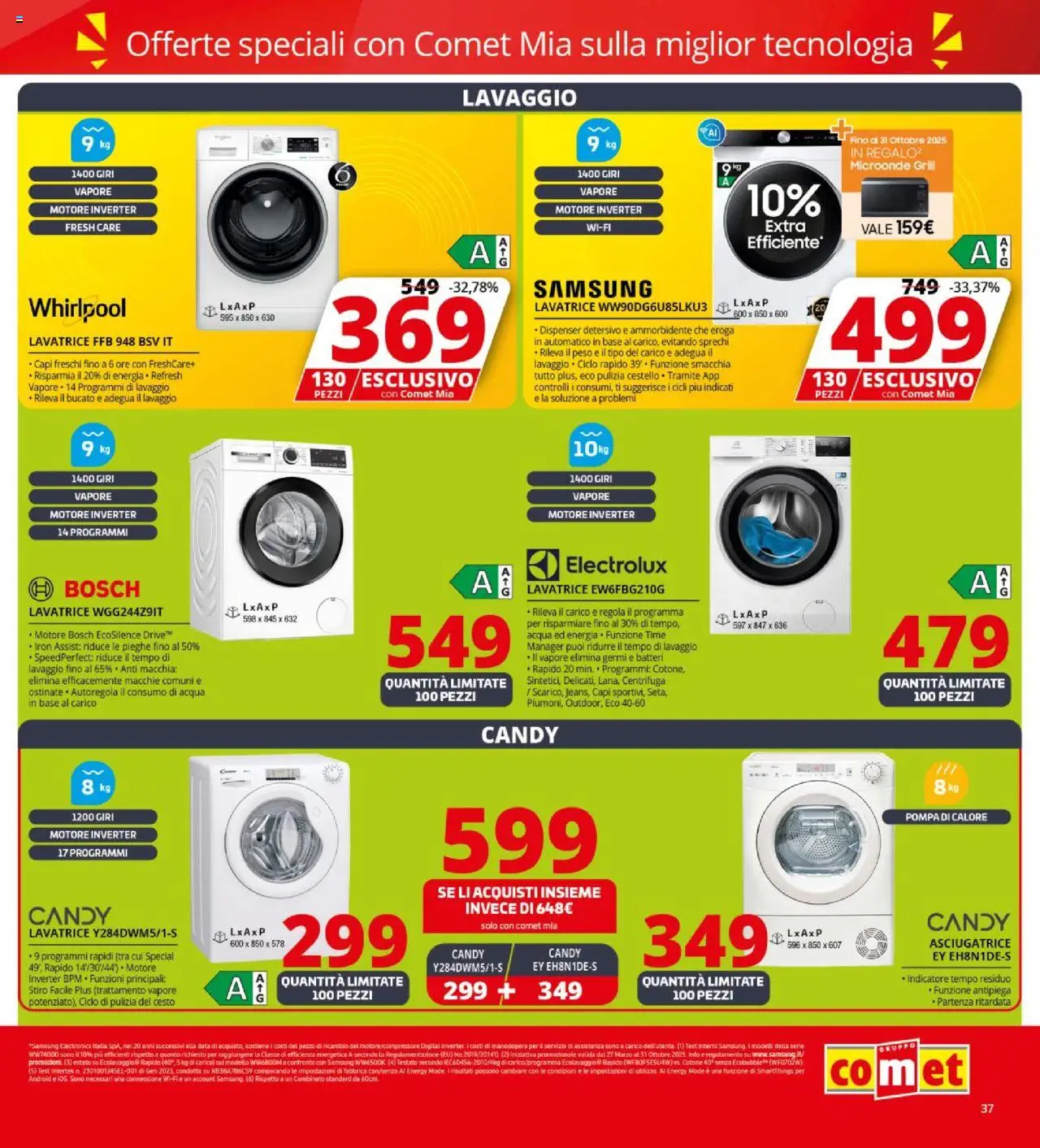Volantino Comet del 09.10.2025 | Pagina: 37 | Prodotti: Ammorbidente, Centrifuga, Acqua, Asciugatrice