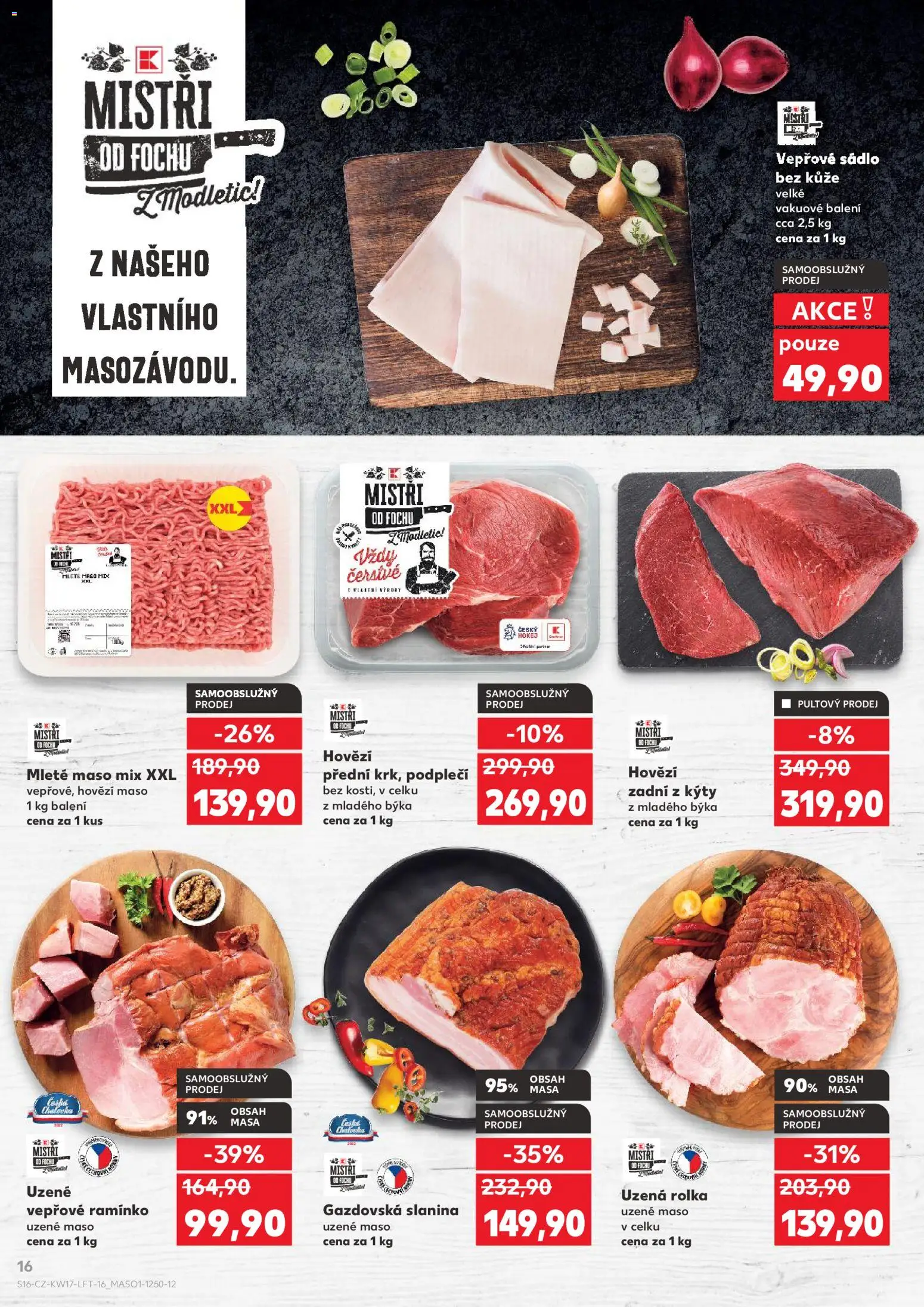 Kaufland leták - Kolín od 22.04.2026 | Strana: 16 | Produkty: Sádlo, Hovězí, Mleté maso mix, Hovězí mleté maso