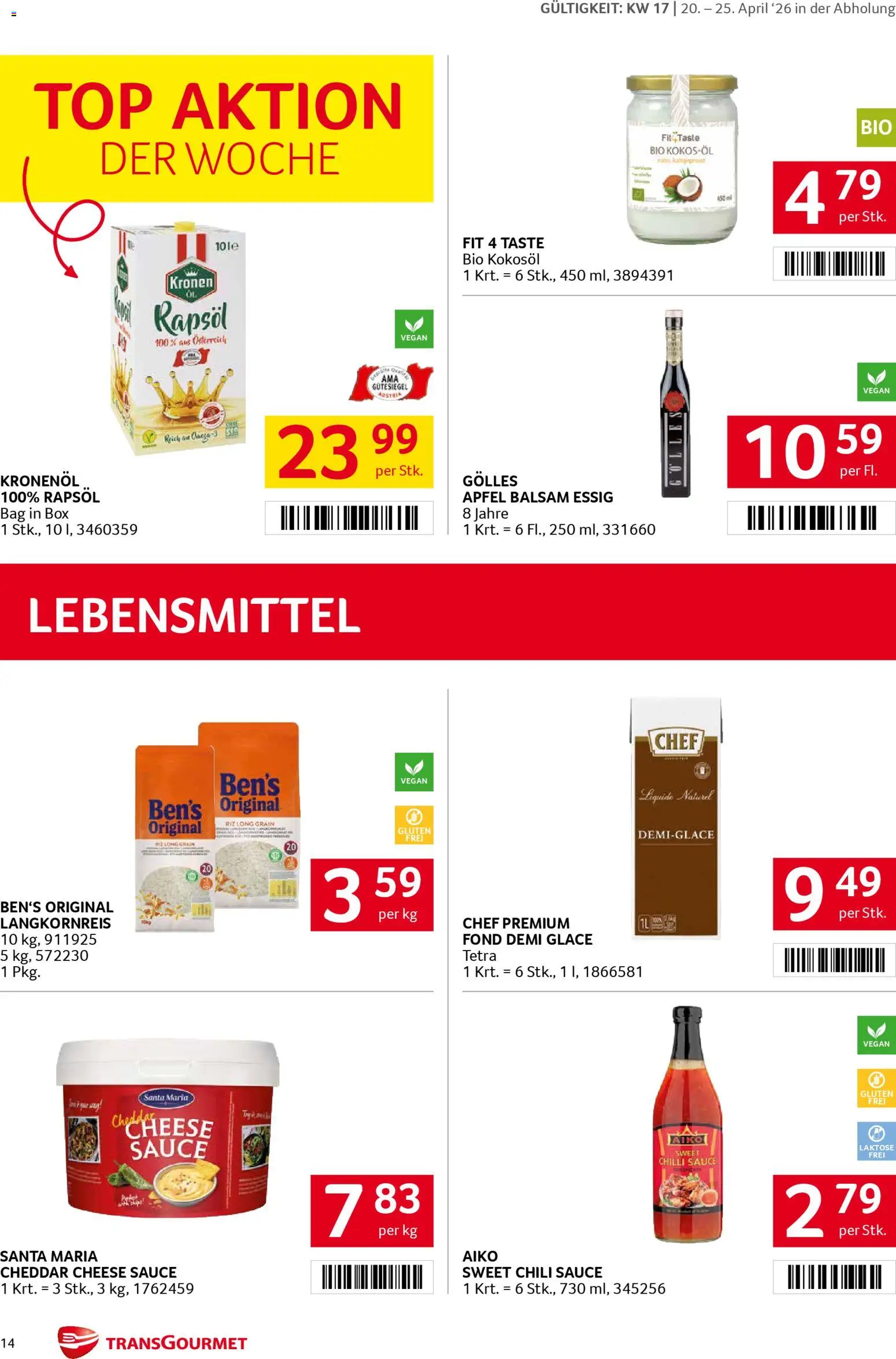 Transgourmet Flugblatt gültig ab 20.04.2026 | Seite: 14 | Produkte: Chili, Libacomb, Box, Äpfel