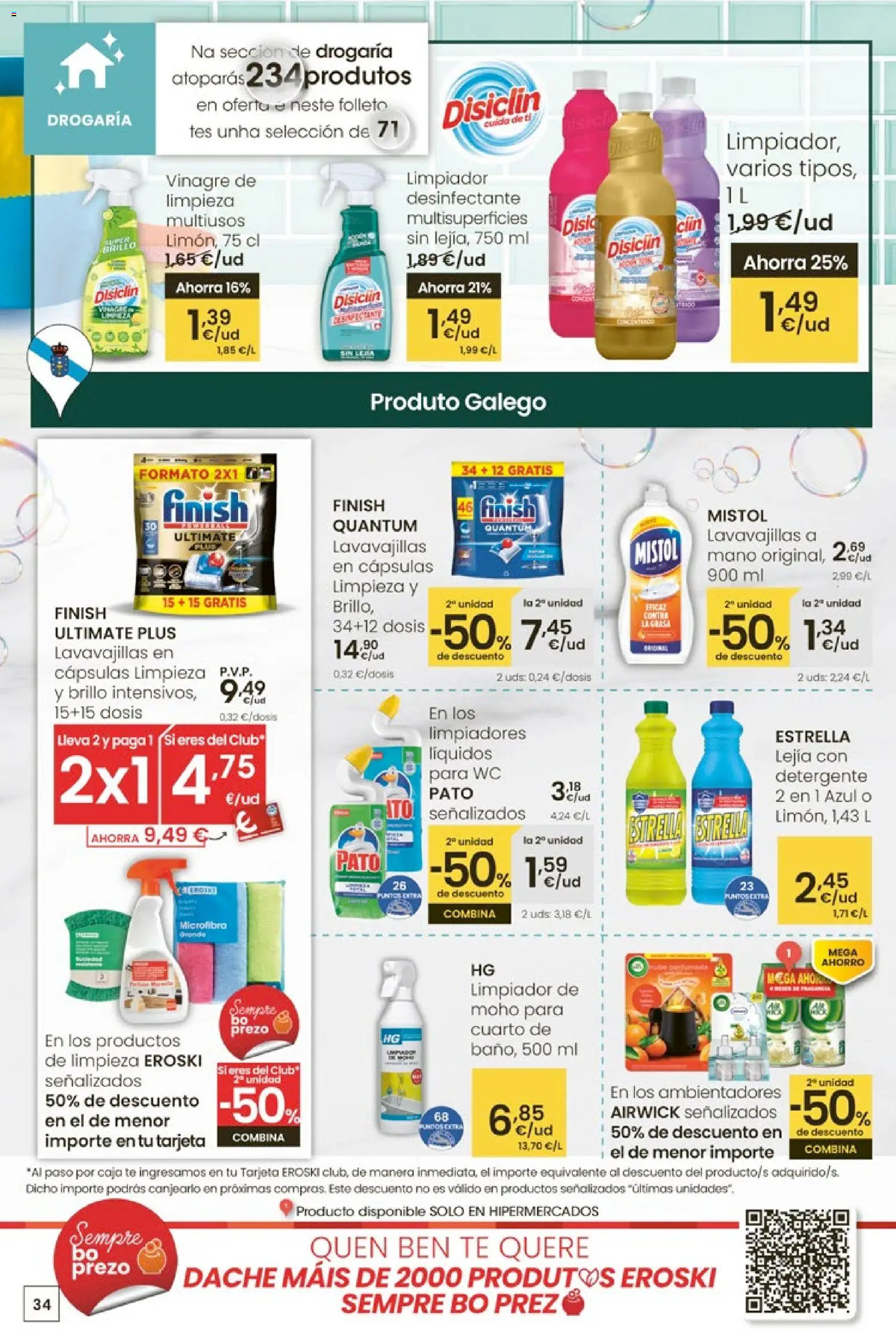Eroski - 50 de descuento │ válido desde el 26.02.2026 | Página: 34 | Productos: Detergente, Té, Lavavajillas, Δεξαμενή
