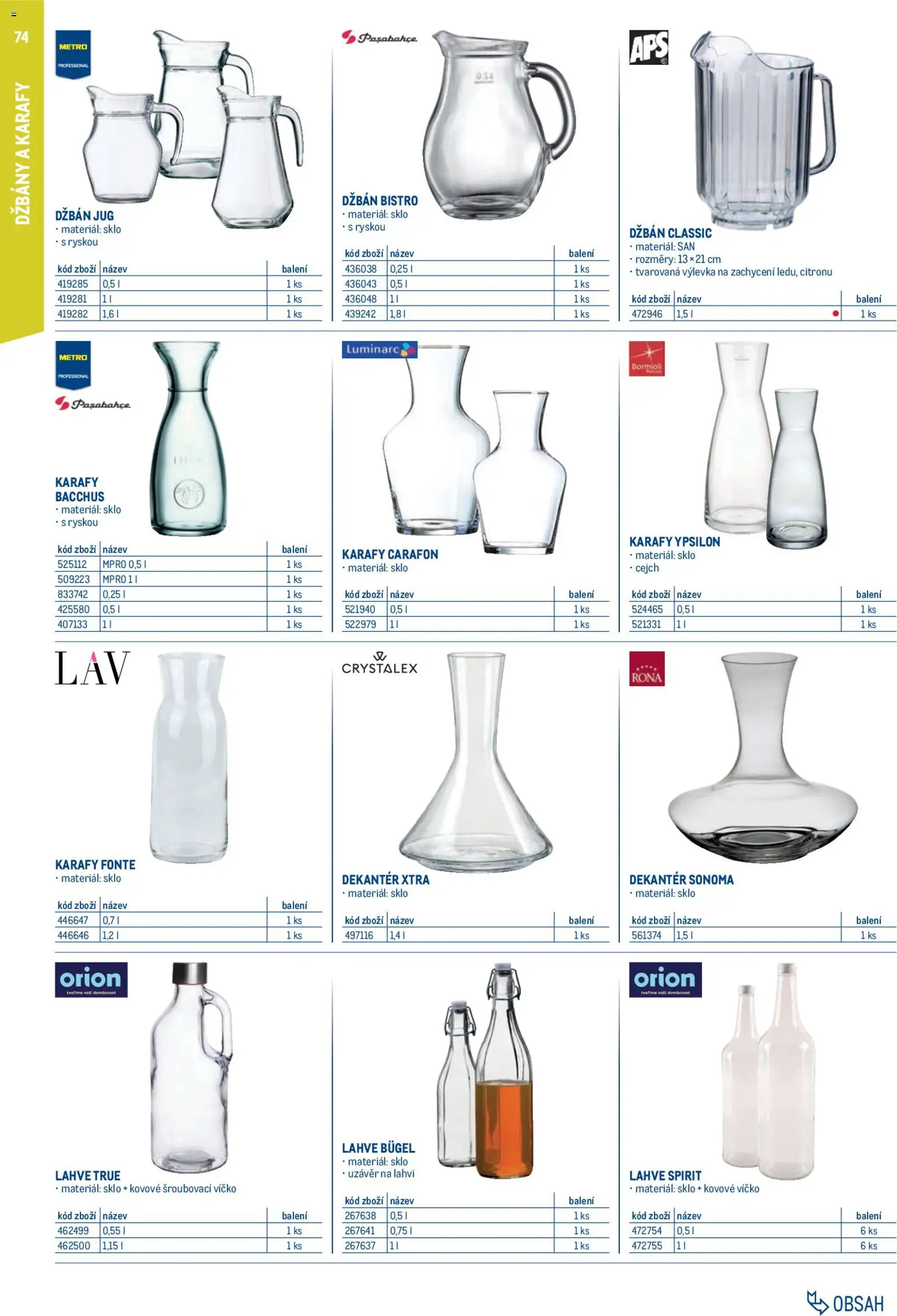 Makro leták - Gastro vybavení a zařízení od 01.02.2026 | Strana: 74 | Produkty: Džbán, Lahve