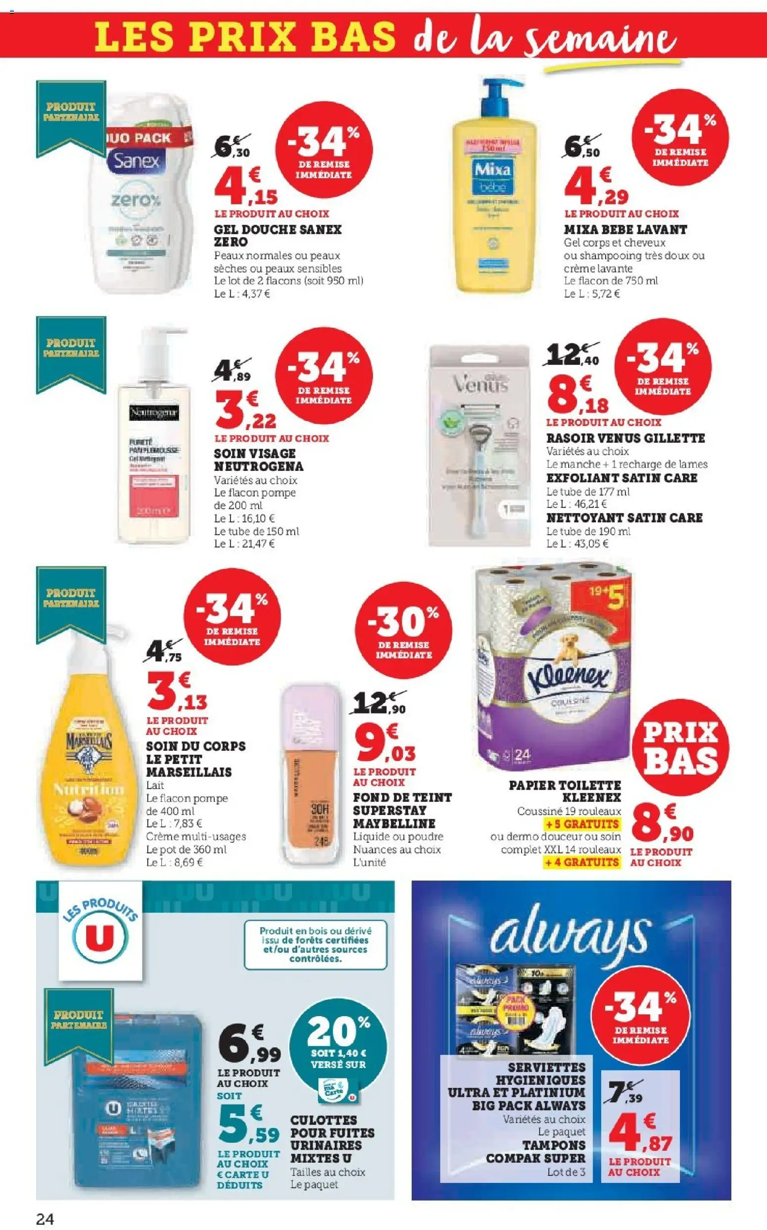 {H1} | Page: 24 | Produits: Pamplemousse, Tampons, Douche Sanex, Poudre