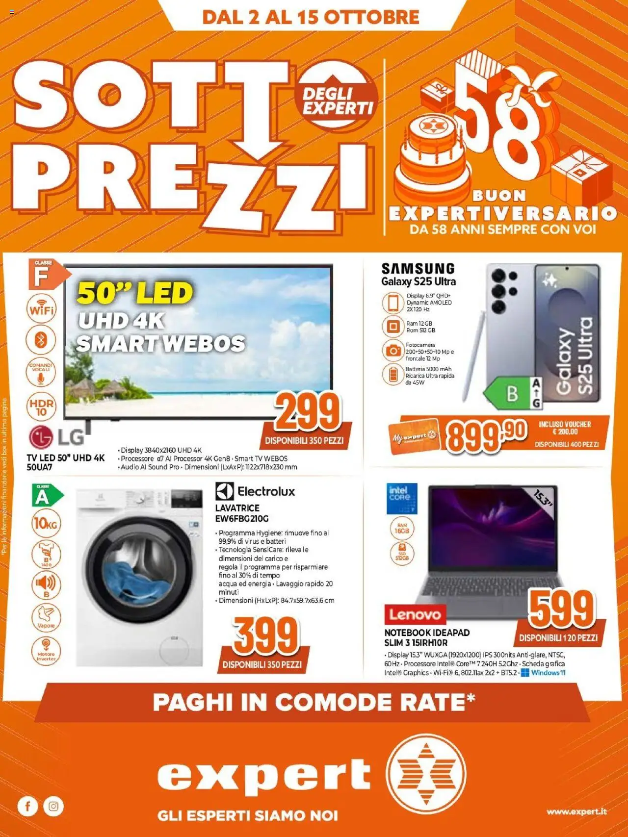 Volantino Expert del 02.10.2025 | Pagina: 1 | Prodotti: Notebook, Acqua, Lavatrice, Fotocamera