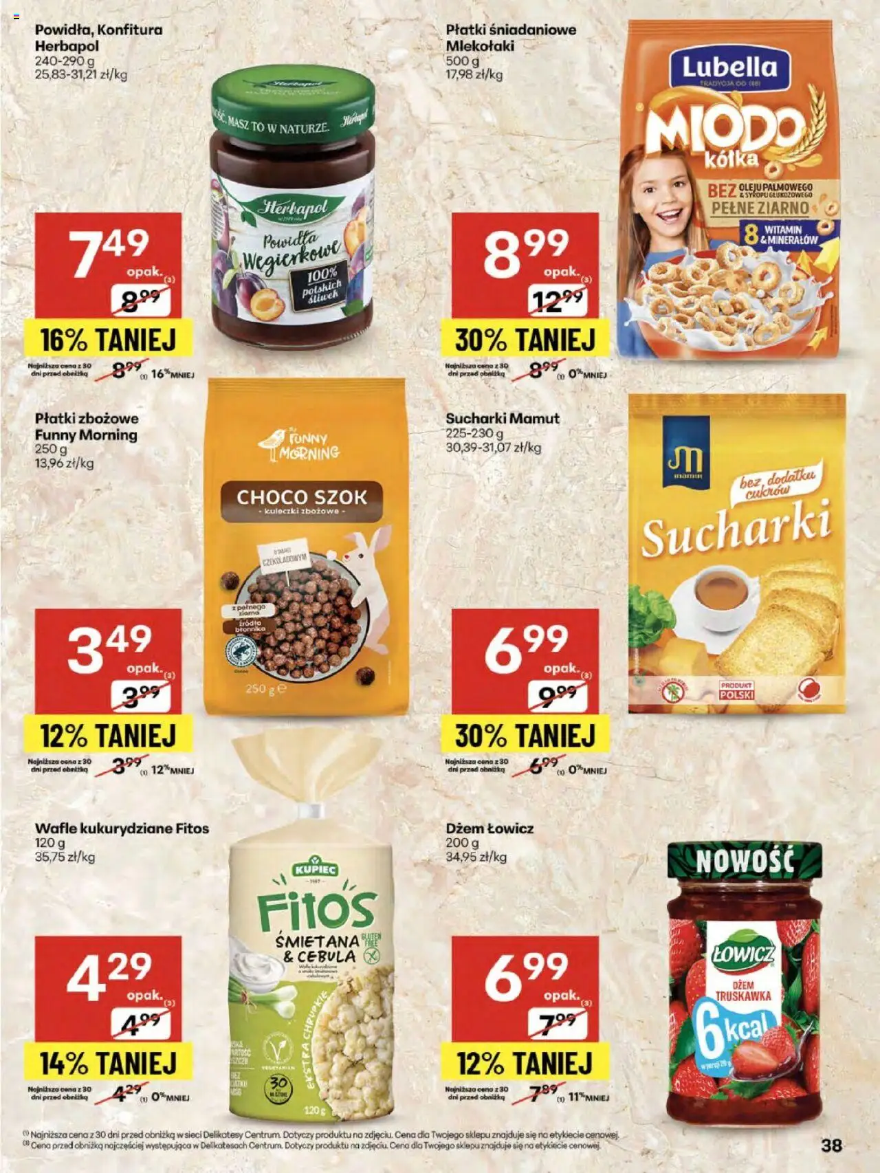 Delikatesy Centrum Gazetka - Sklepy Własne od 07.08.2025 | Strona: 38 | Produkty: Wafle, Delikatesy, Dżem, Płatki