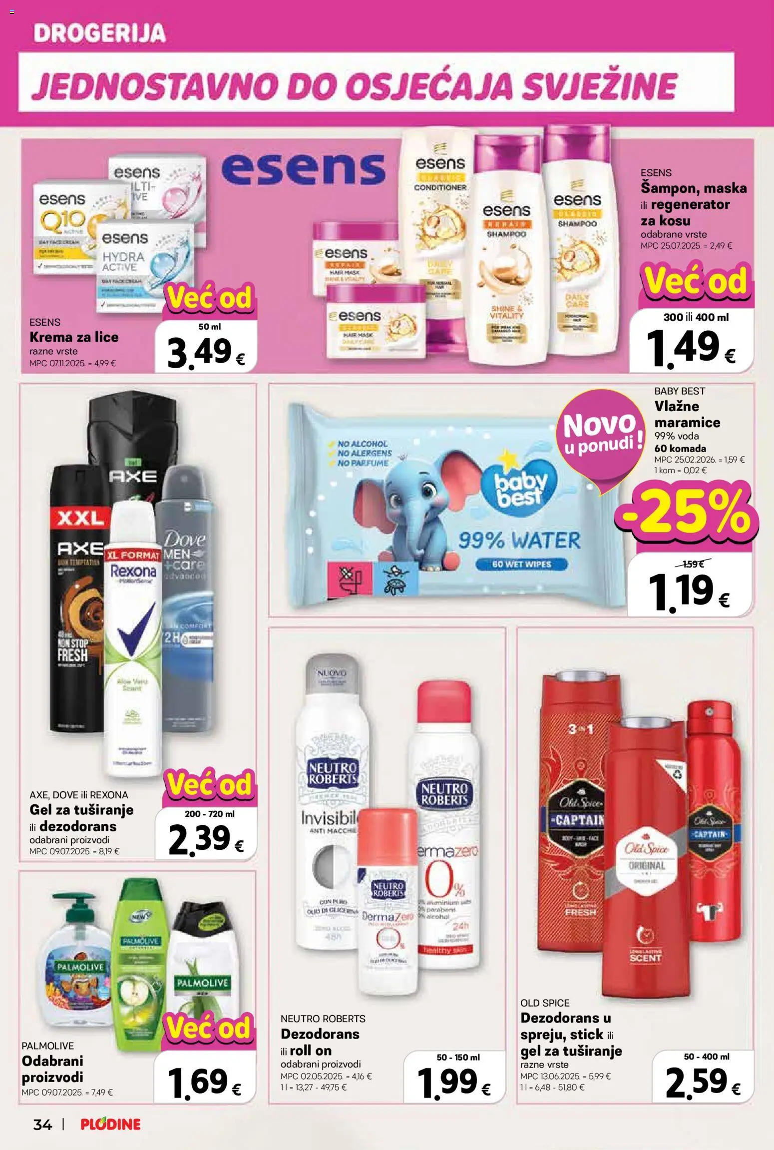 Plodine katalog | vrijedi od 15.04.2026 | Stranica: 34 | Proizvodi: Krema za lice, Regenerator, Dezodorans, Krema