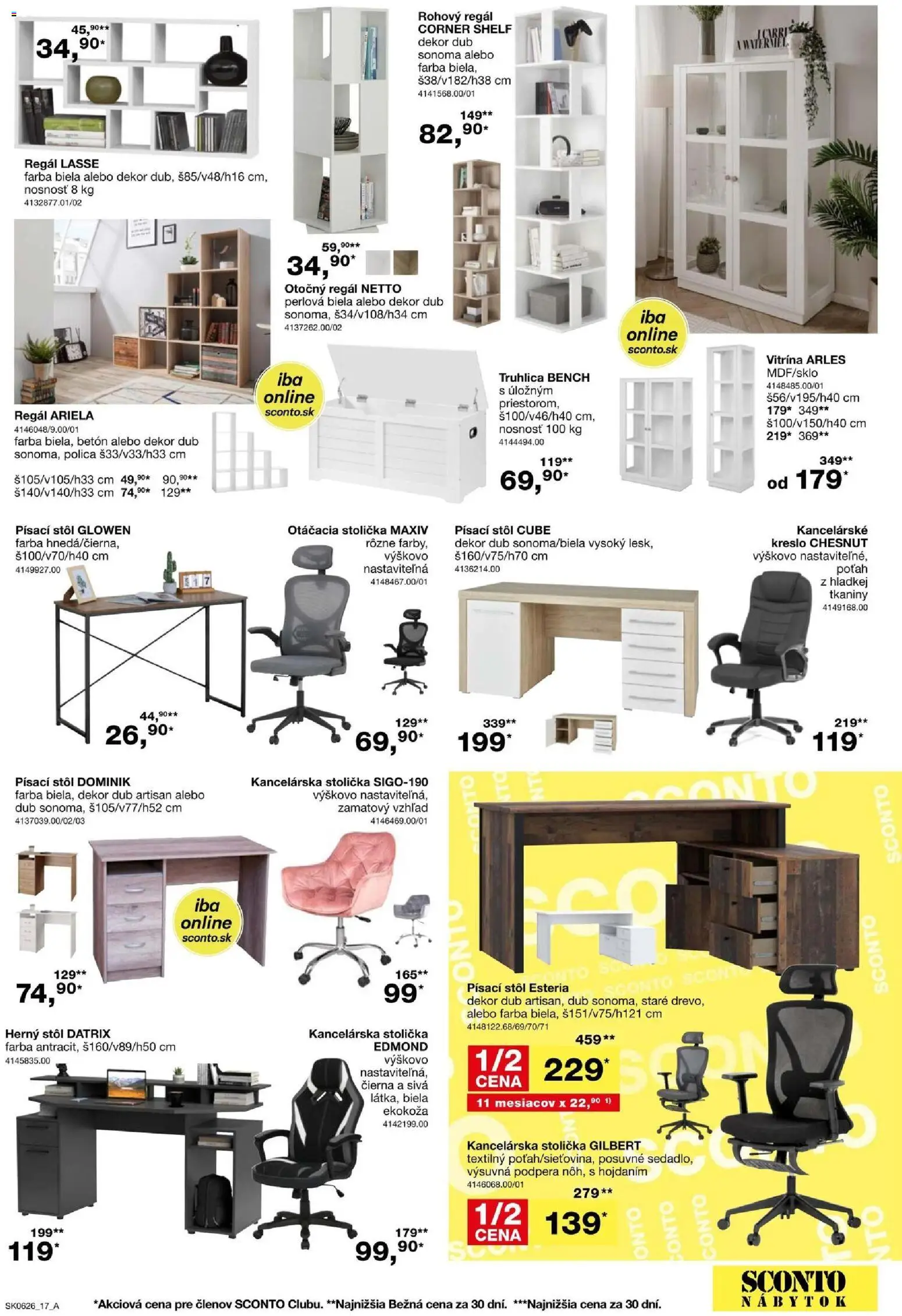 Nové Sconto nábytok akcie – leták je platný od 22.04.2026 | Strana: 17 | Produkty: Nábytok, Kancelárska stolička, Regál, Stôl