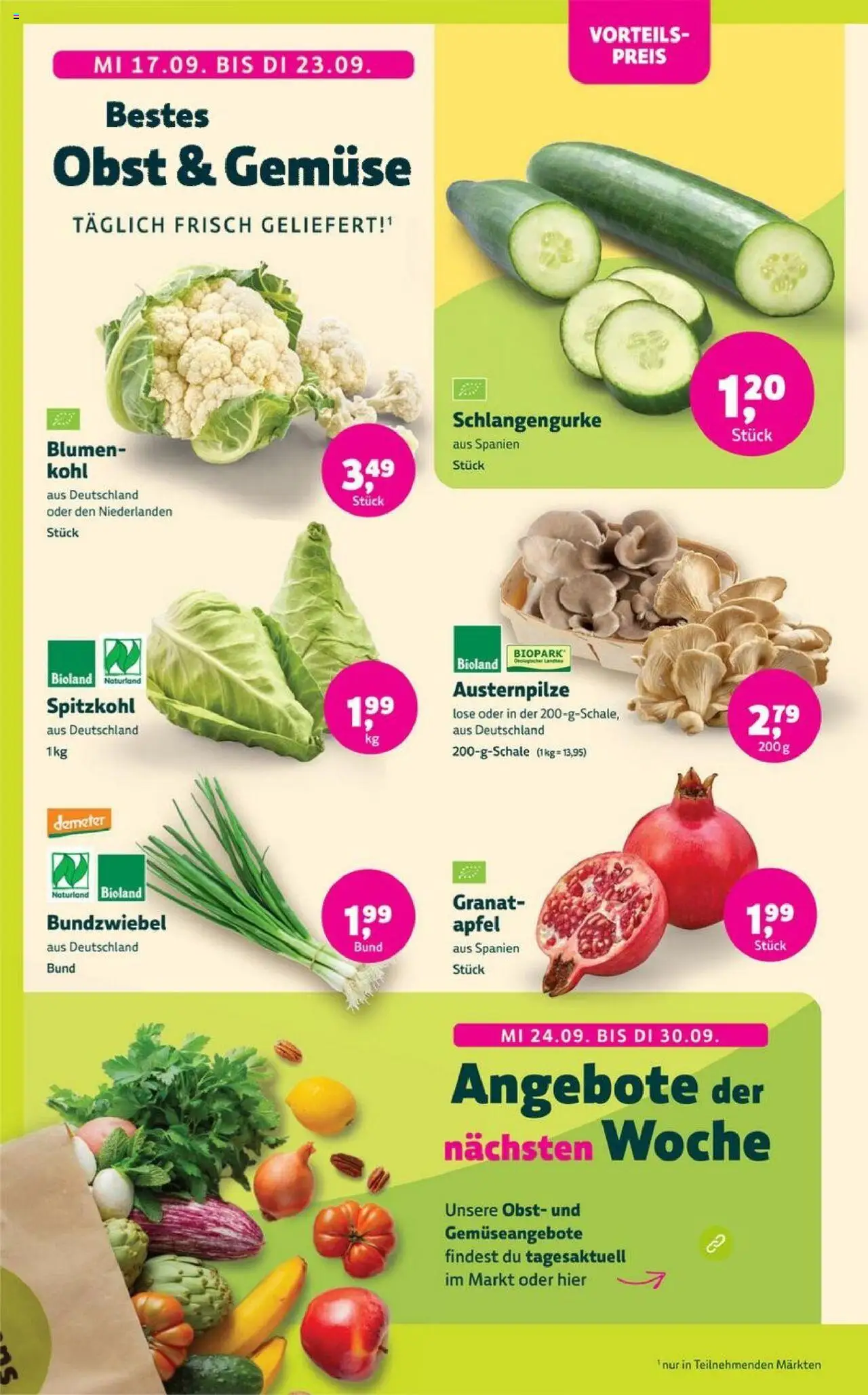 Denns BioMarkt Angebote – gültig ab 10.09.2025 | Seite: 2 | Produkte: Blumen, Äpfel, Gemüse, Obst