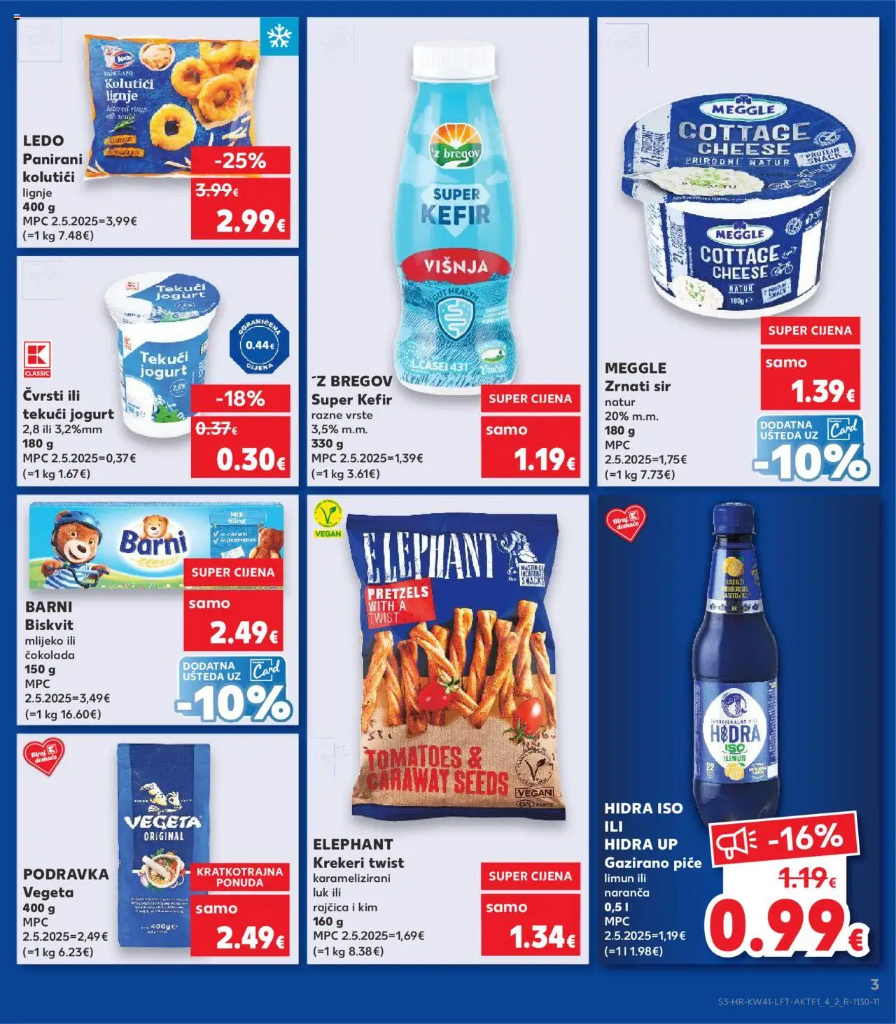 Kaufland HR akciós ujság - amely érvényes a következő dátumtól: 08.10.2025 | Oldal: 3 | Termékek: Vegeta, Kefir, Protein, Vegán