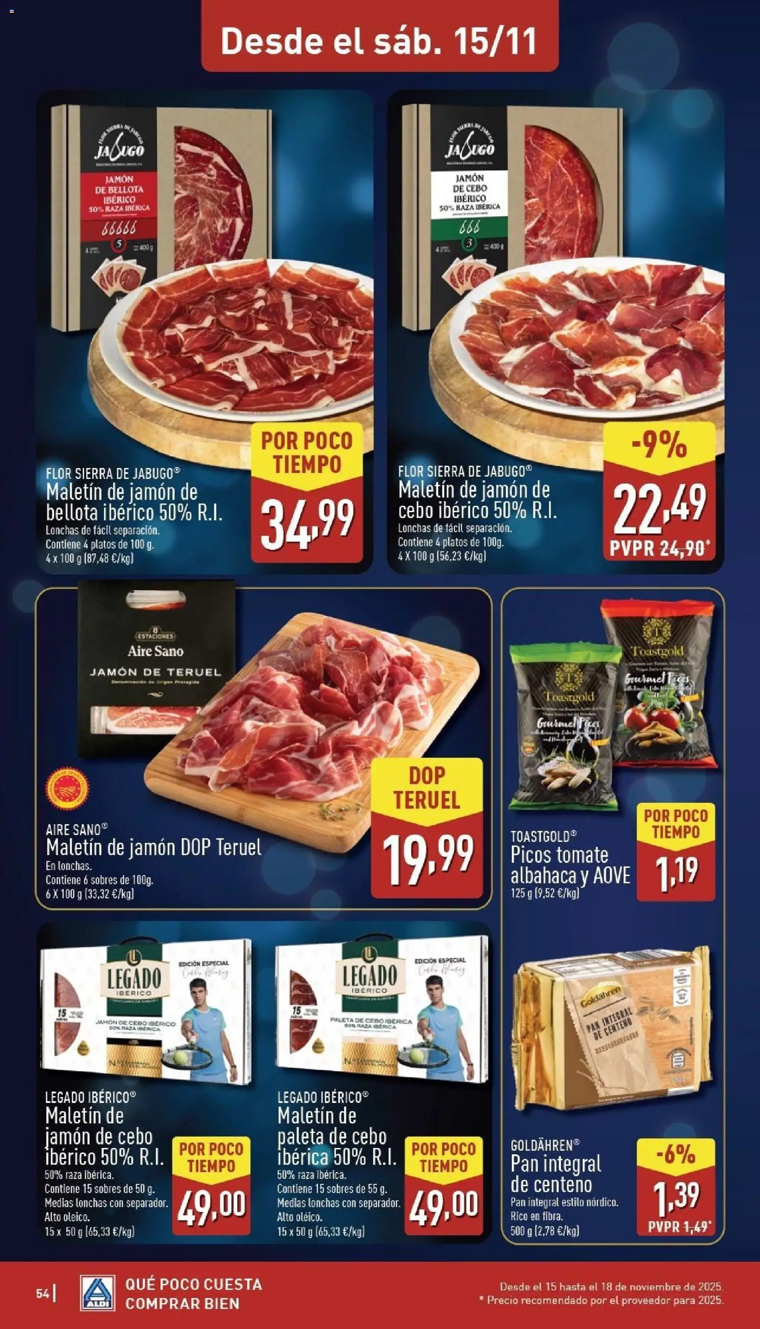 Aldi folleto Península │ válido desde el 10.11.2025 | Página: 54 | Productos: Medias, Pan, Jamón, Pan integral