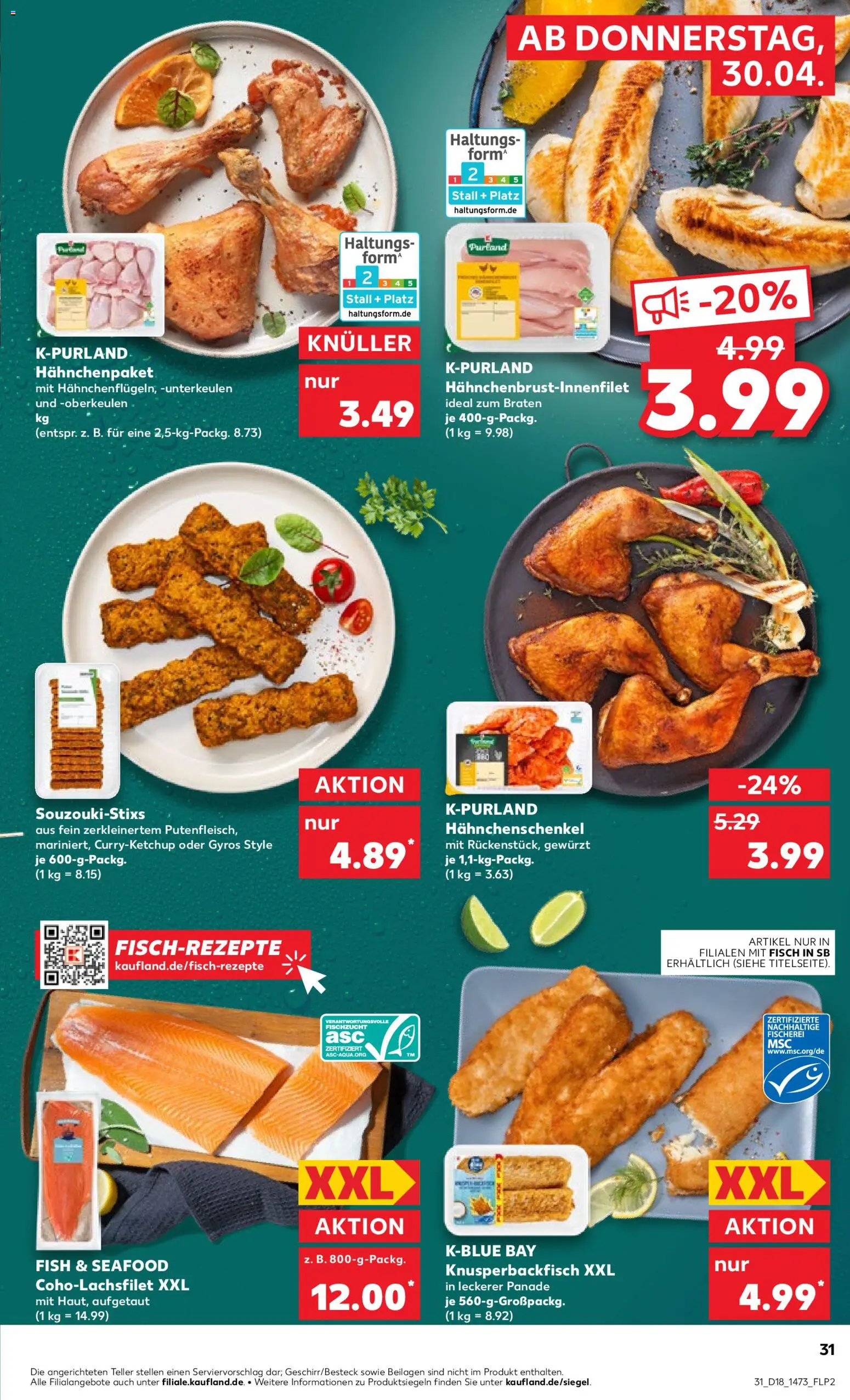 Kaufland Prospekt Berlin	 – gültig ab 30.04.2026 | Seite: 31 | Produkte: Hahnchenschenkel, Fisch, Gyros