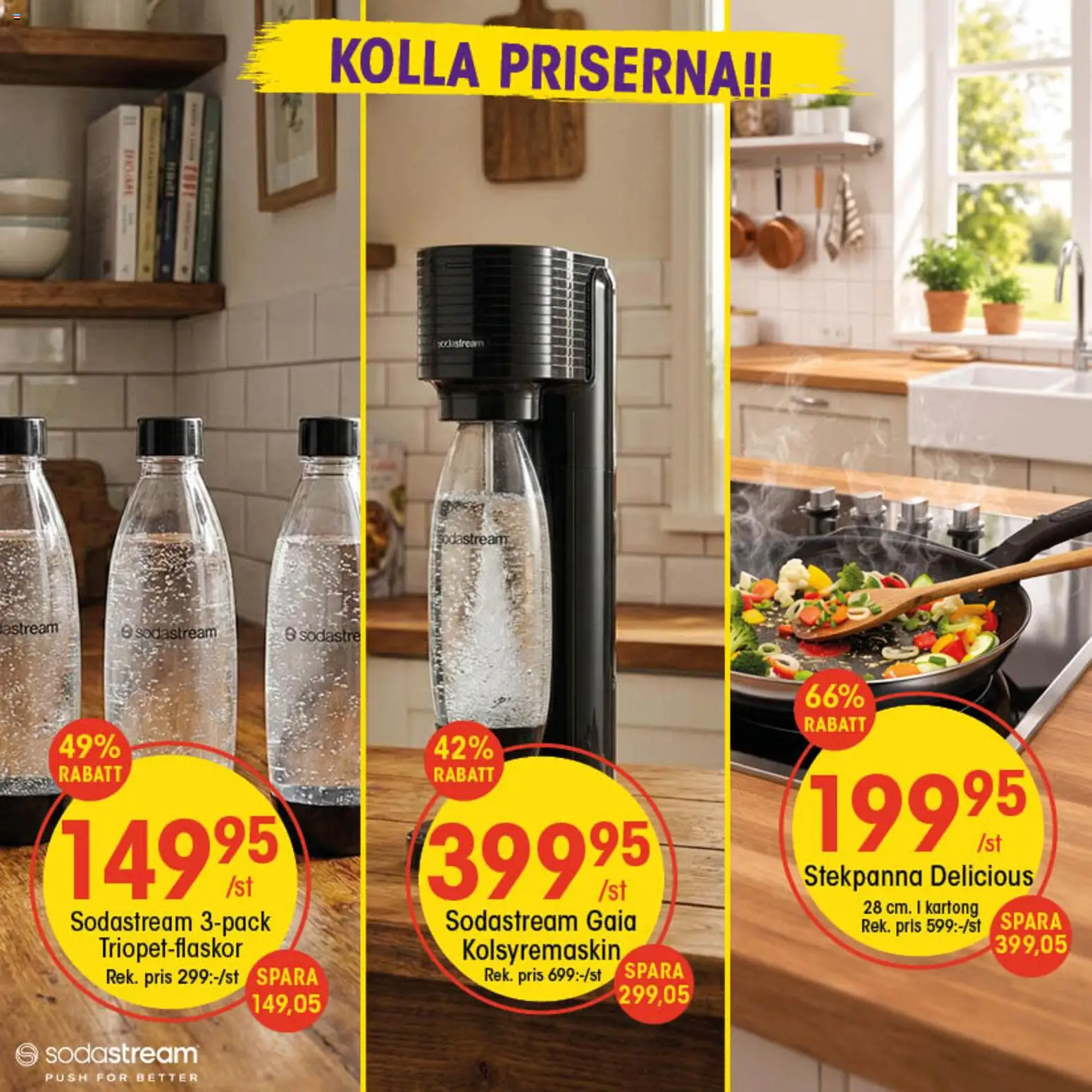 EKO reklamblad aktuell från 30.03.2026 | Sida: 3 | Produkter: Kartong, Sodastream, Kolsyremaskin, Stekpanna