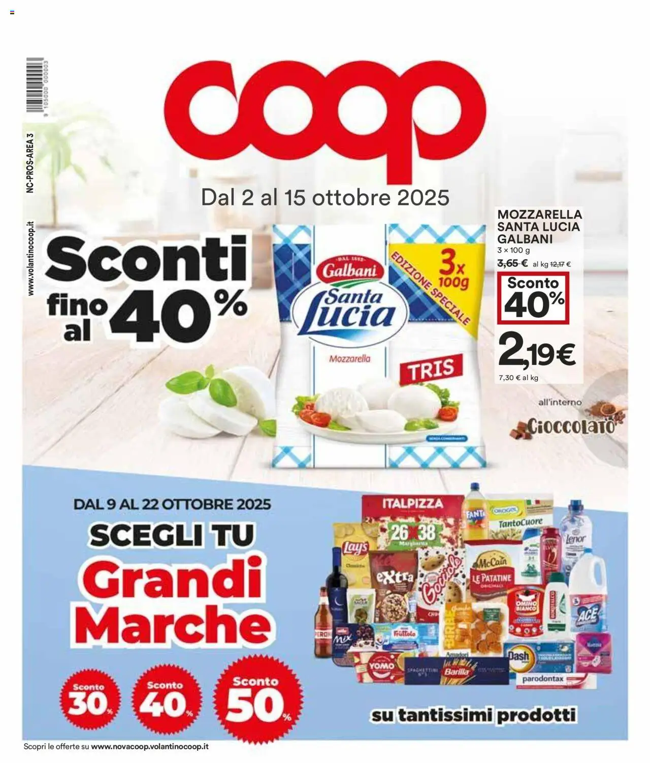 Volantino COOP del 02.10.2025 | Pagina: 1 | Prodotti: Cioccolato, Patatine, Mozzarella
