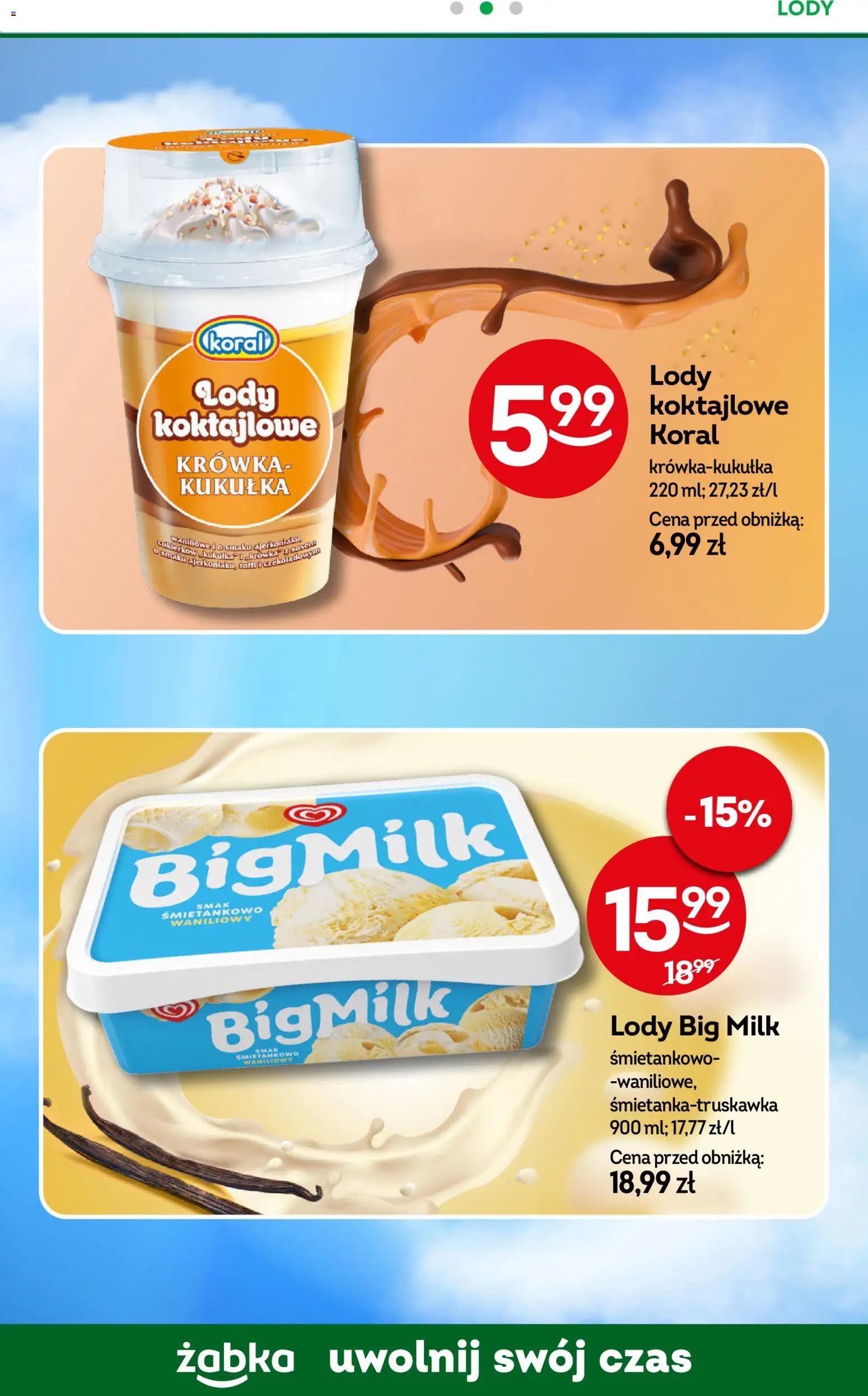 Żabka Gazetka od 05.11.2025 | Strona: 68 | Produkty: Krowka, Big Milk, Lody koral, Lody