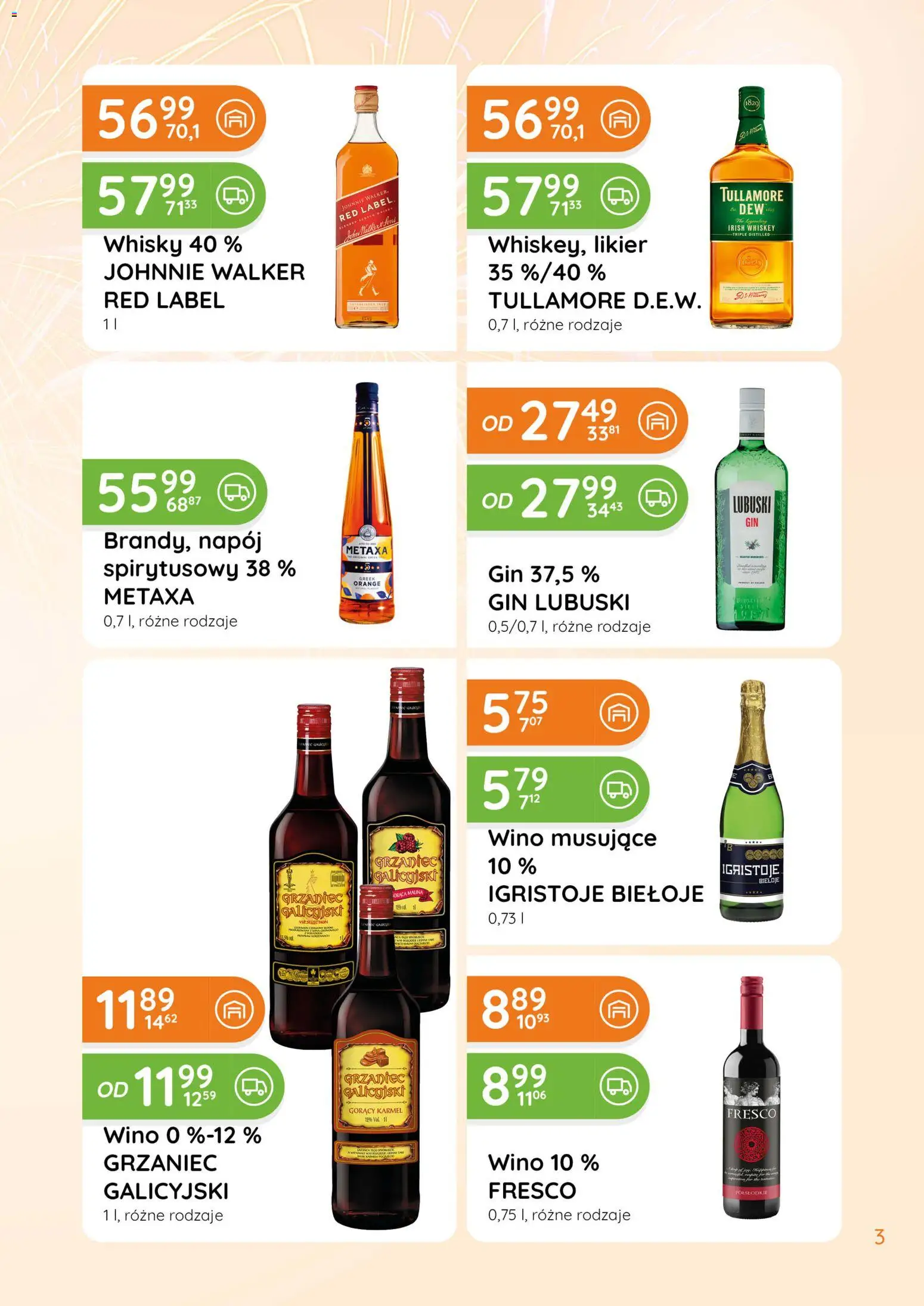 Eurocash Gazetka - Ofensywa Alkoholowa od 01.01.2026 | Strona: 3 | Produkty: Gin Lubuski, Red label, Fresco, Whisky