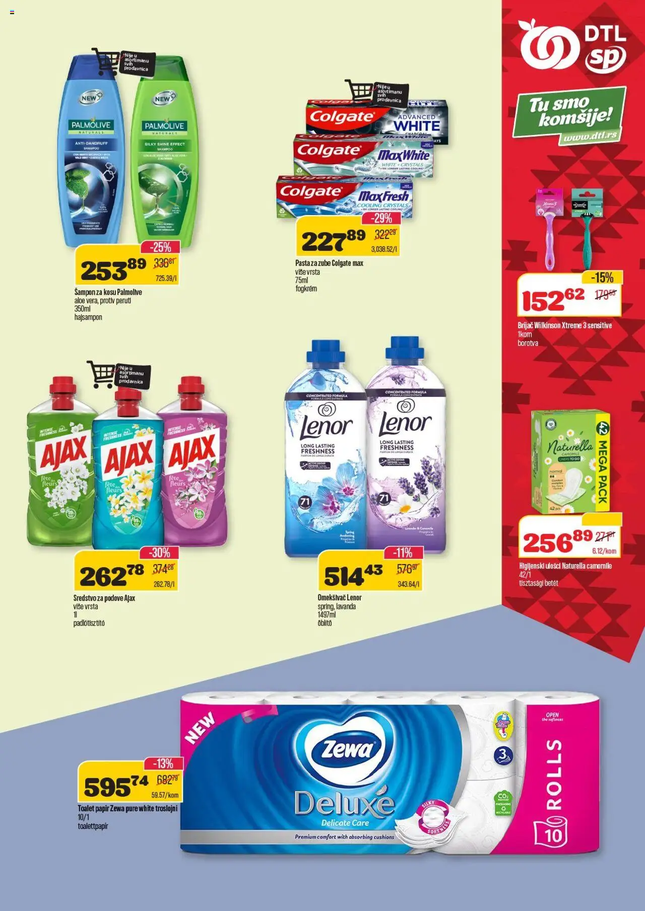 Senta Promet katalog - važi od 08.10.2025 | Strana: 13 | Proizvode: Lenor, Toalet papir, Parfem, Ajax