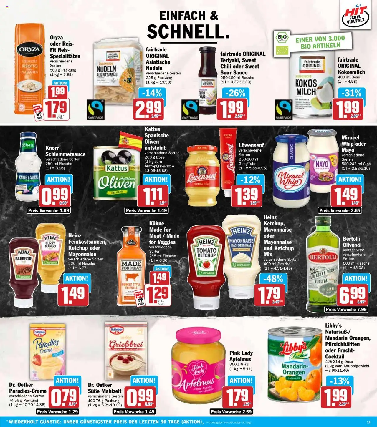 HIT Rheinland-Pfalz - gültig ab dem 21.07.2025 | Seite: 11 | Produkte: Milch, Orangen, Creme, Nudeln