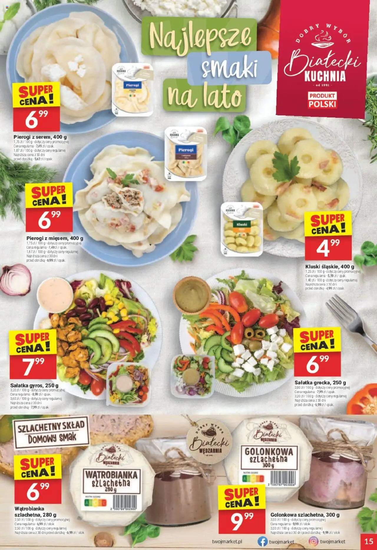 Twój Market Gazetka od 20.08.2025 | Strona: 15 | Produkty: Pierogi, Sałatka