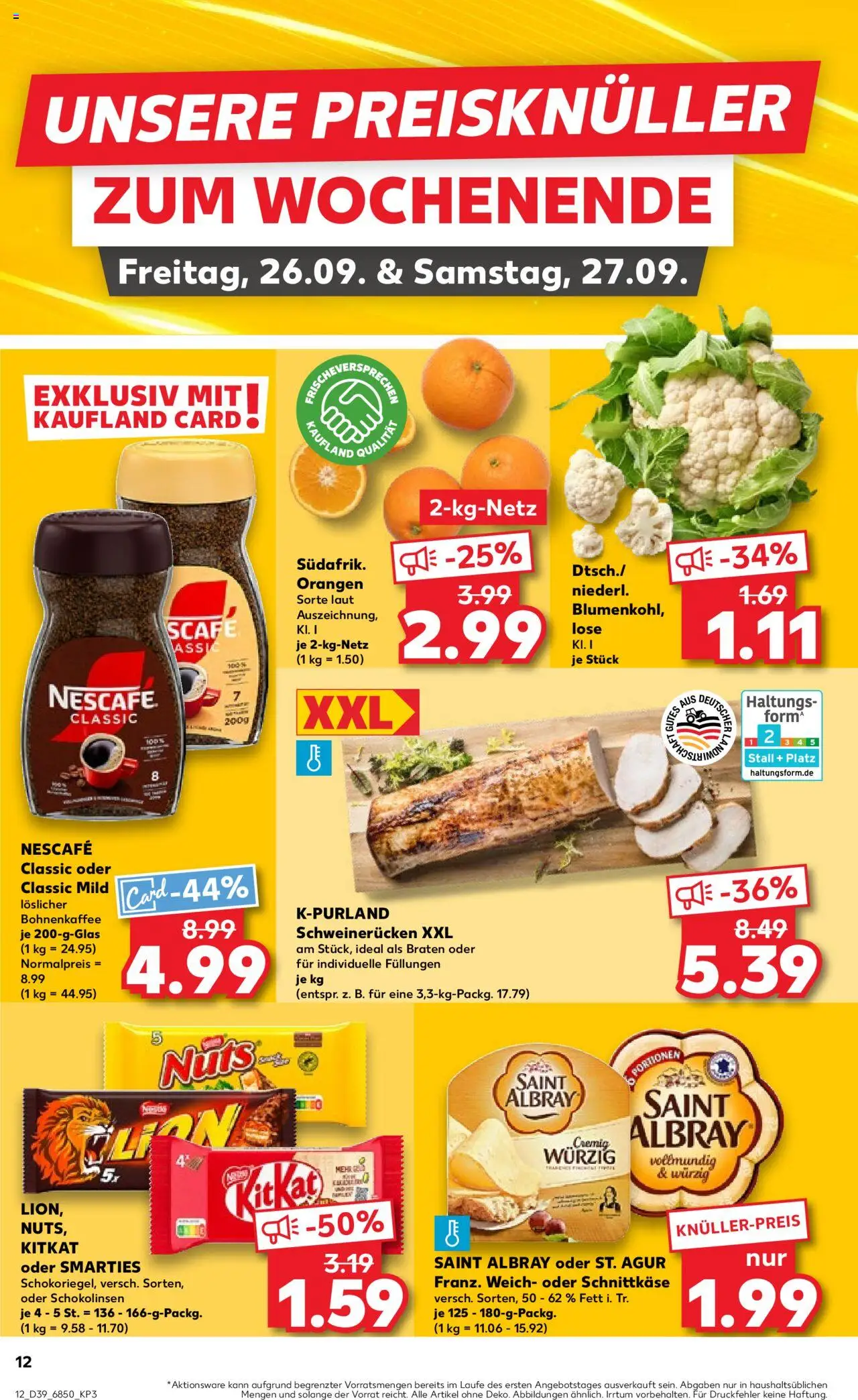 Kaufland prospekt Speyer	 – gültig ab 25.09.2025 | Seite: 12 | Produkte: Nescafe, Smarties, Orangen, Schweinerucken