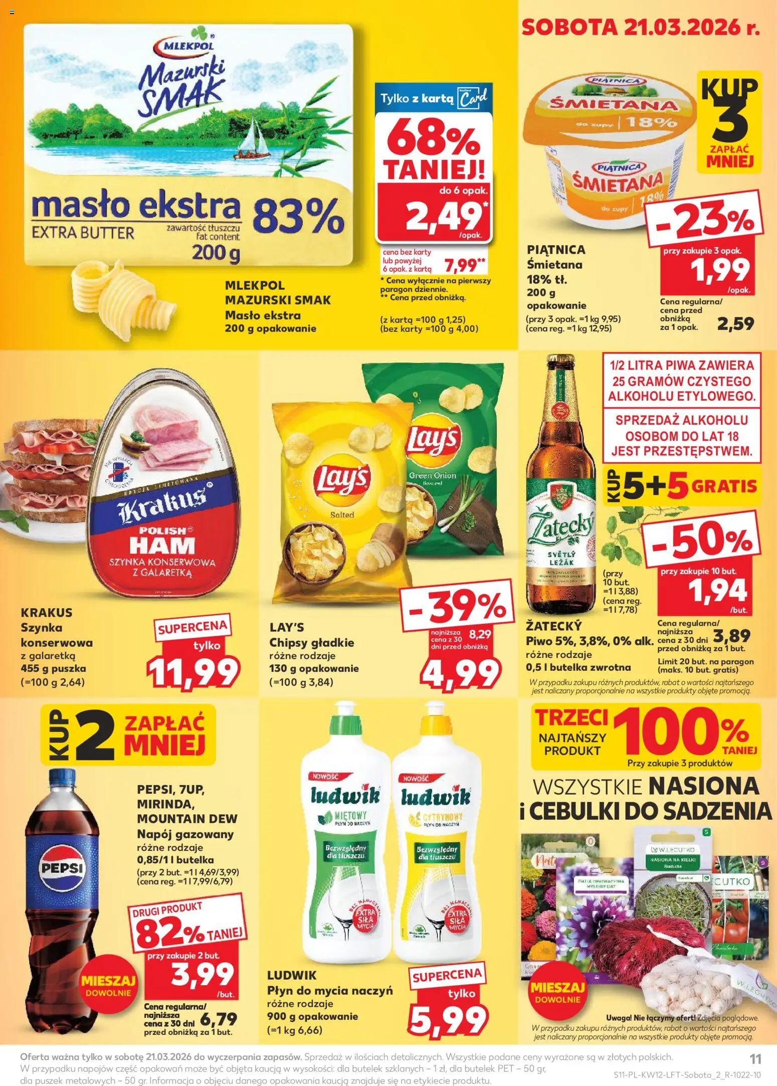 Kaufland gazetka od 19.03.2026 | Strona: 11 | Produkty: Chipsy, Masło, Śmietana, Płyn do mycia naczyń
