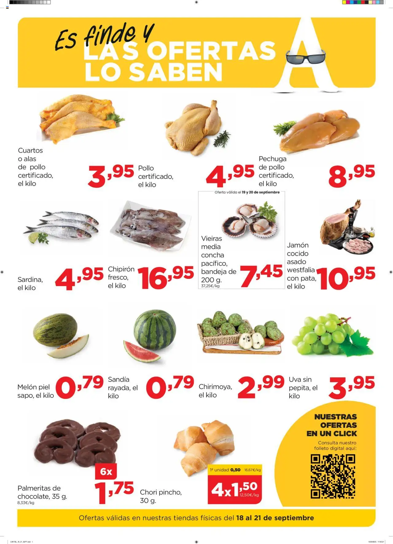 Alimerka - Fin de semana │ válido desde el 18.09.2025 | Página: 2 | Productos: Φορτιστής, Jamón, Sandía, Bandeja