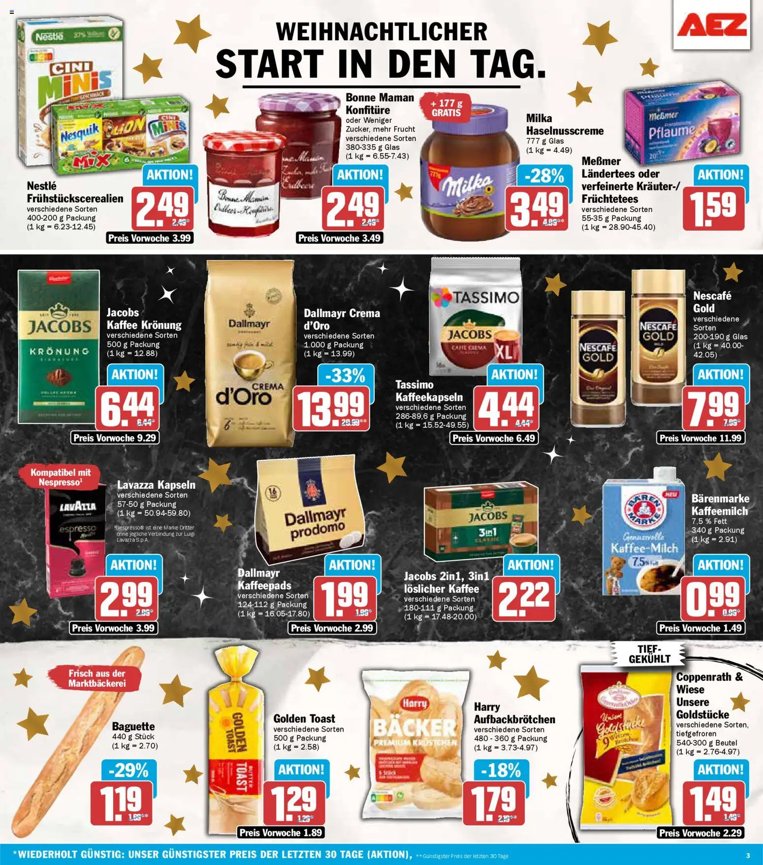 AEZ Prospekt 	 – gültig ab 22.12.2025 | Seite: 3 | Produkte: Nescafe, Kaffee, Toast, Tassimo