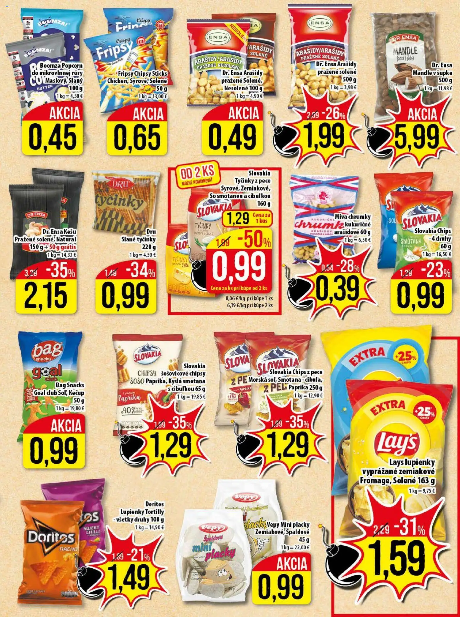 Nové Klas akcie – leták je platný od 26.01.2026 | Strana: 14 | Produkty: Smotana, Chilli, Chipsy, Mandle