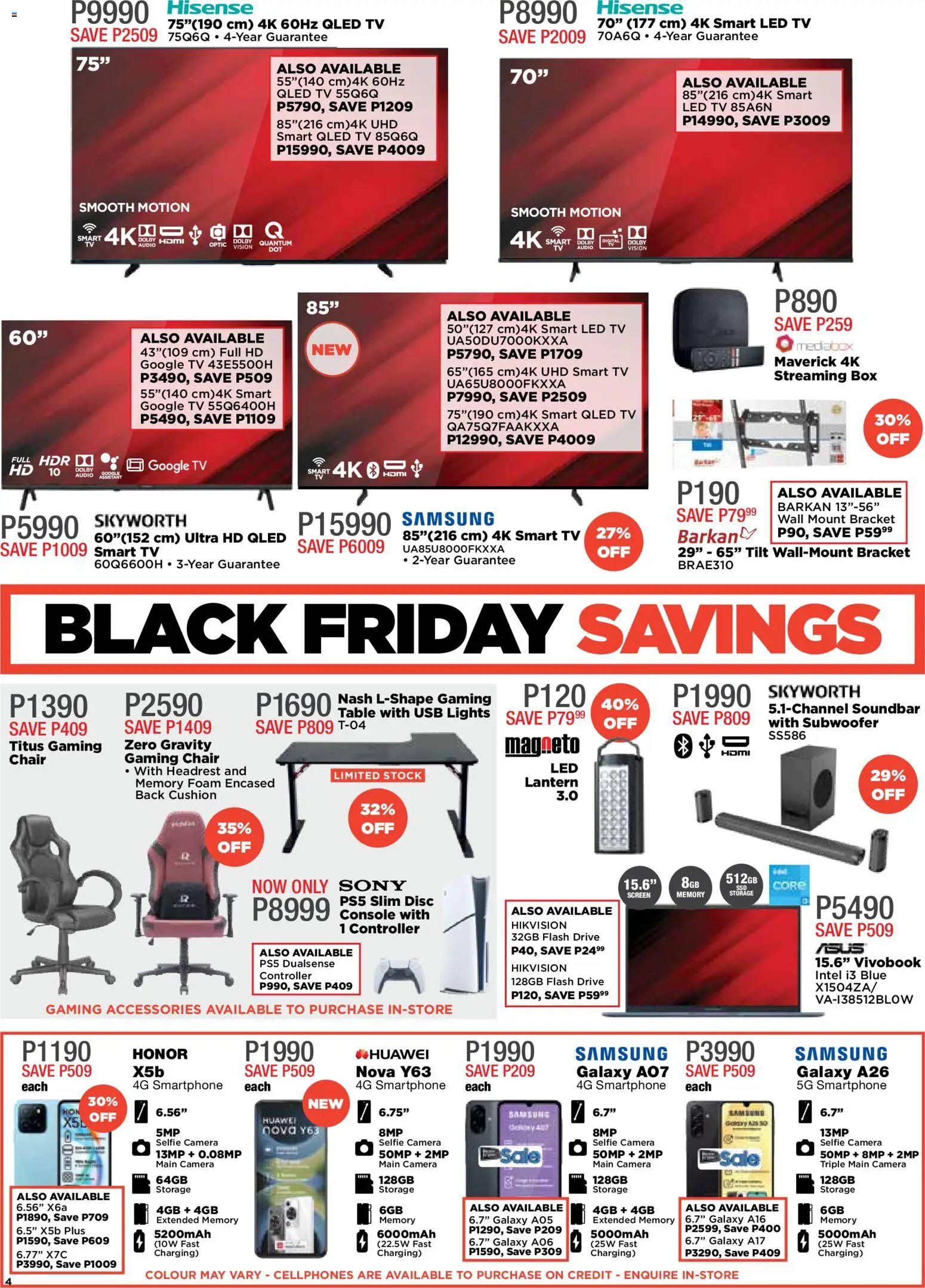 New House and Home catalogue – valid from 24.11.2025 | Page: 4 | Products: Camera, TV, Soundbar, Subwoofer