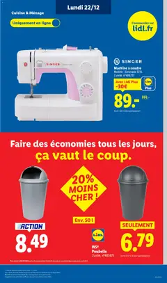 LIDL - Prévisualisation de LIDL catalogue semaine 51 valide à partir de 18.12.2025 | Page: 73 | Produits: Poubelle, Machine à coudre
