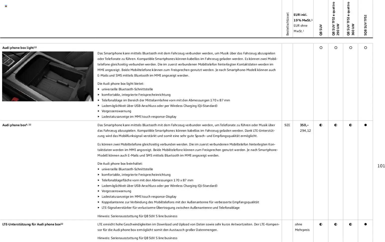 Audi Q8 – gültig ab 06.11.2025 | Seite: 101 | Produkte: Box, Smartphones, Smartphone