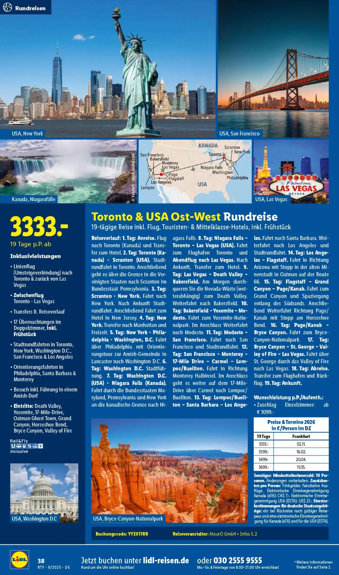 Lidl Reisen September/Oktober Reise-Highlights – gültig ab 12.09.2025 | Seite: 38 | Produkte: Philadelphia, Uhr