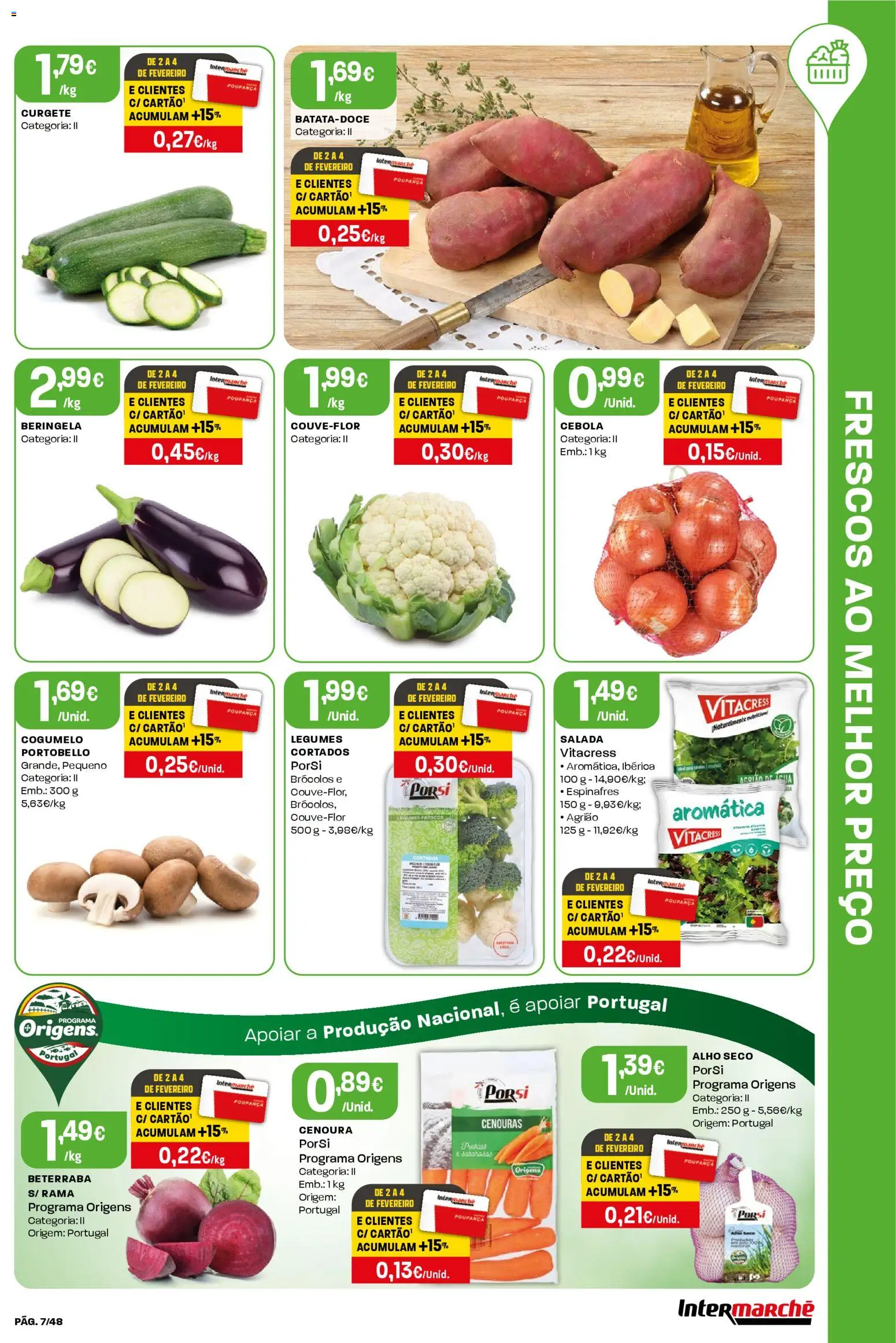 Intermarché folheto │ válido de 29.01.2026 | Página: 7 | Produtos: Espinafres, Curgete, Agrião, Cenoura