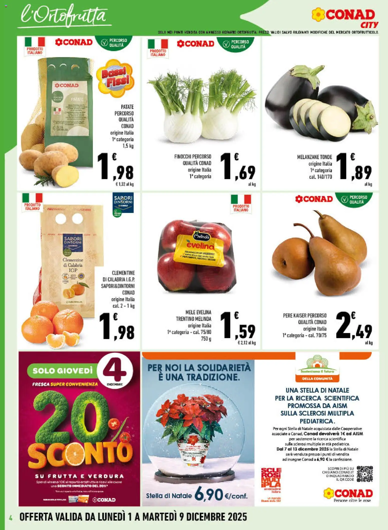 Volantino Conad del 01.12.2025 | Pagina: 4 | Prodotti: Mele, Patate, Frutta, Finocchi
