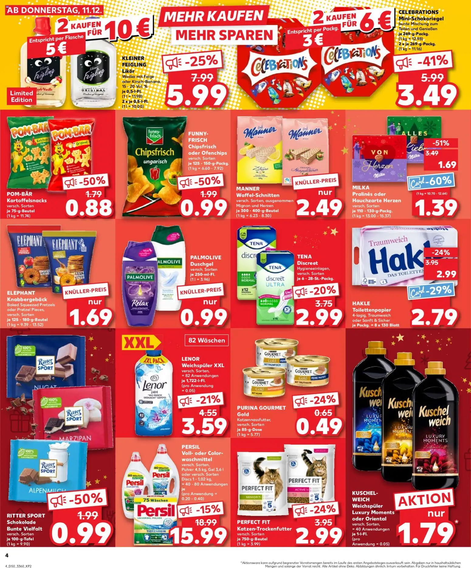 Kaufland prospekt Potsdam	 – gültig ab 11.12.2025 | Seite: 4 | Produkte: Milka, Celebrations, Chips, Persil