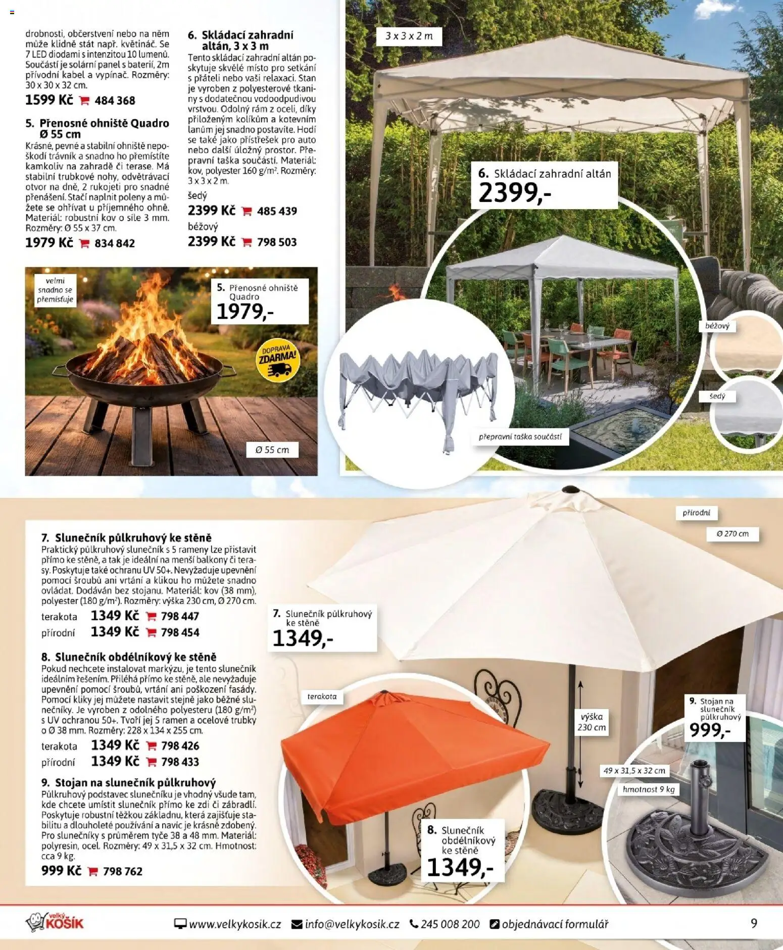 Velký Košík katalog duben 2026 od 01.04.2026 | Strana: 9 | Produkty: Altán, Stan, Slunečník, LED