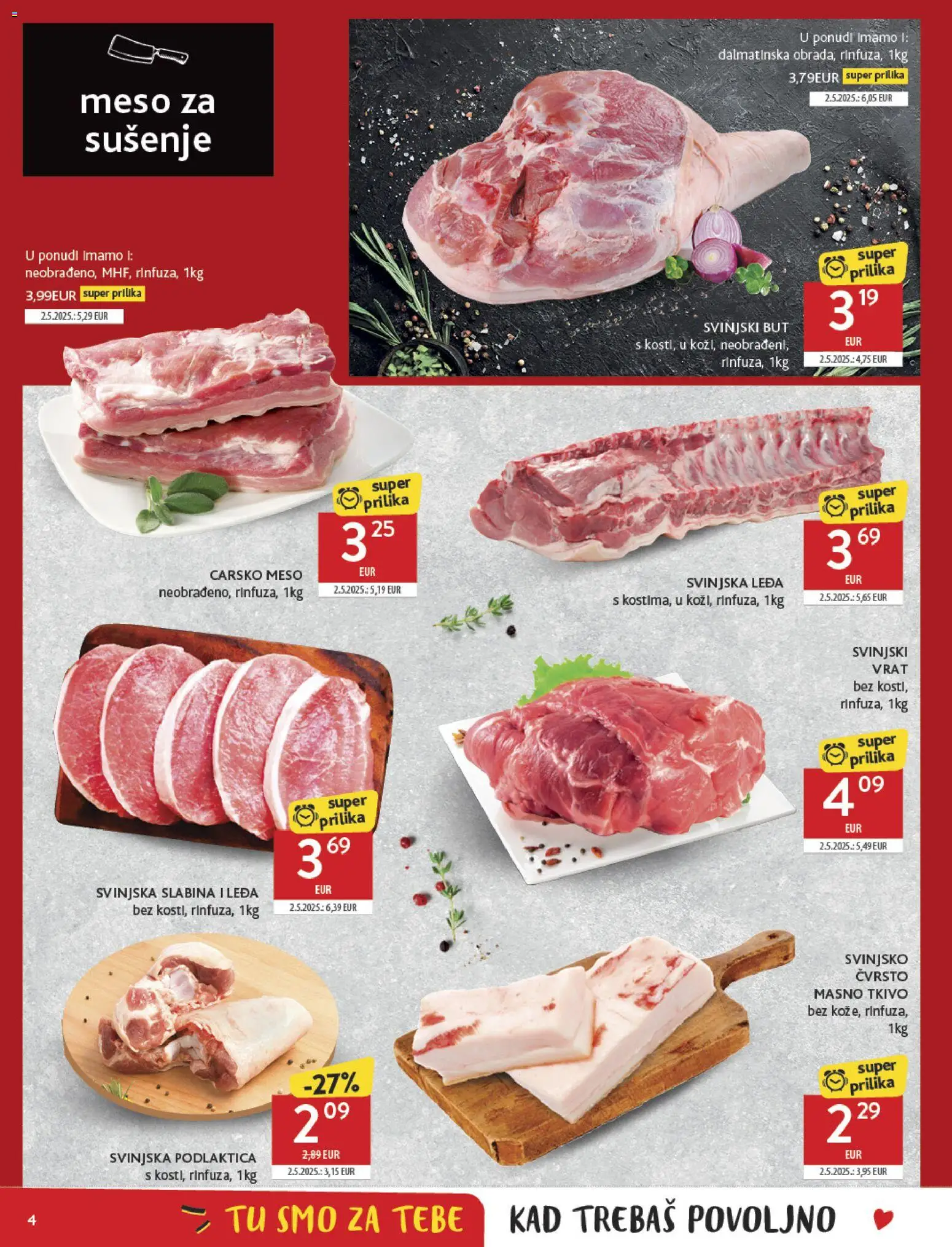Konzum katalog | vrijedi od 07.01.2026 | Stranica: 4 | Proizvodi: Carsko meso, Svinjski vrat, Svinjski but, Meso