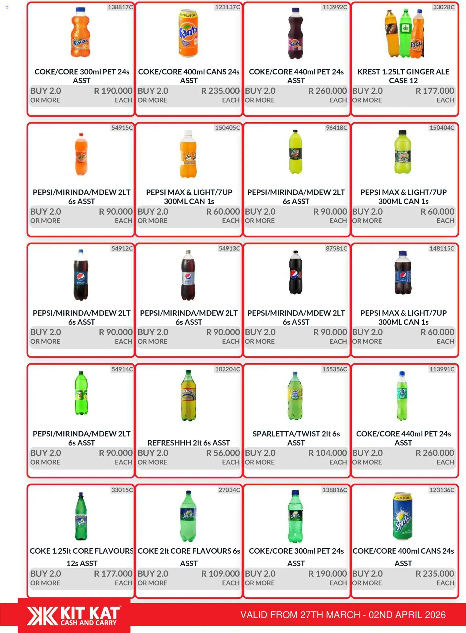 New KIT KAT Cash & Carry catalogue – valid from 27.03.2026 | Page: 9 | Products: Silla apilable, Coke, Fanta, Sprite
