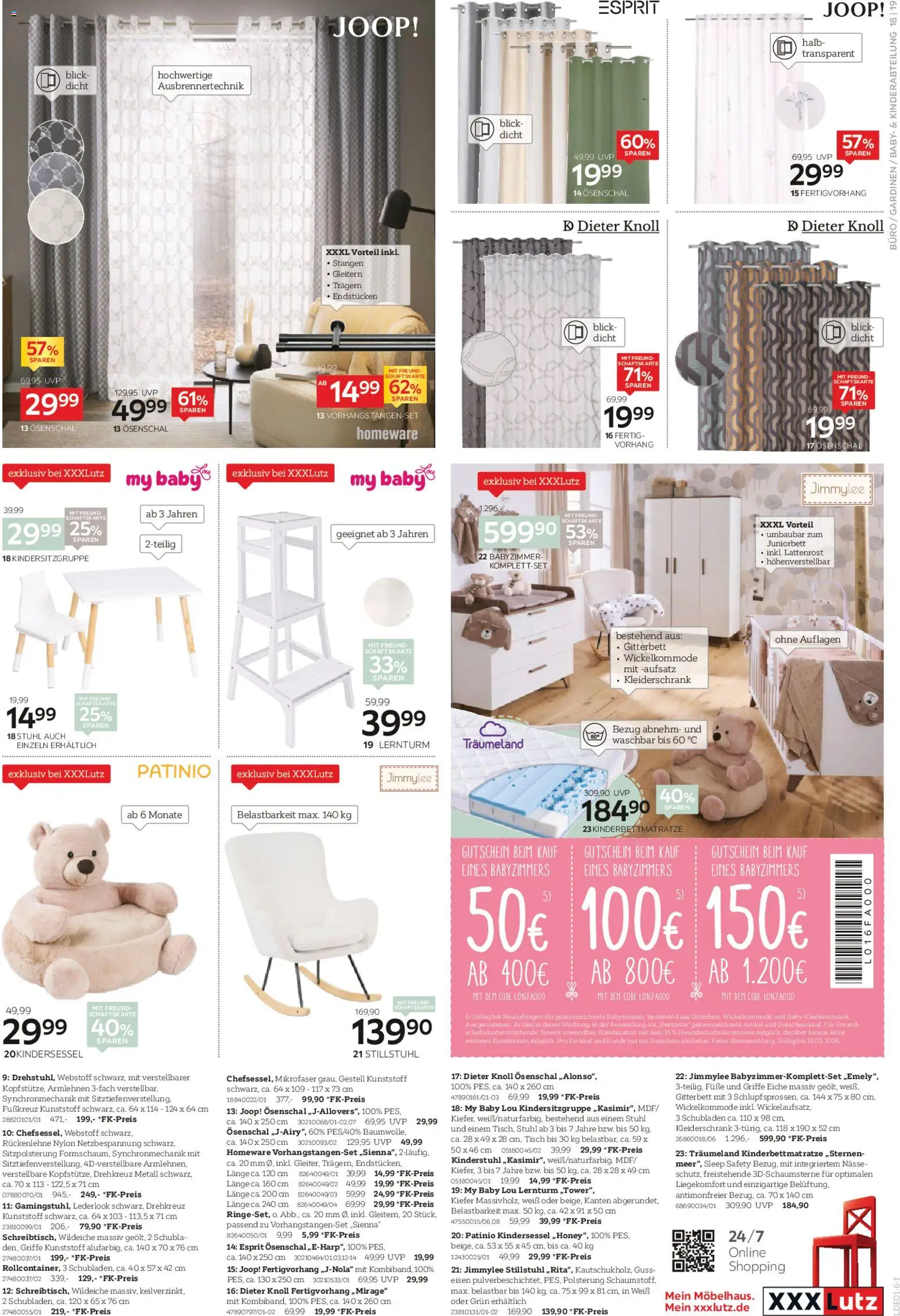 XXXL Lutz Neueröffnungsangebote in Rangsdorf – gültig ab 01.03.2026 | Seite: 19 | Produkte: Kleiderschrank, Lattenrost, Kindersessel, Vorhang