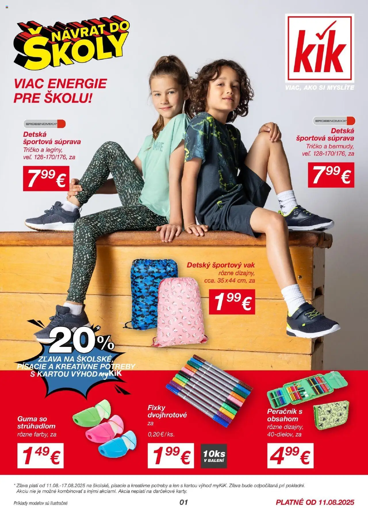 Kik leták │ platný od 11.08.2025 | Strana: 1 | Produkty: Peračník, Fixky, Tričko
