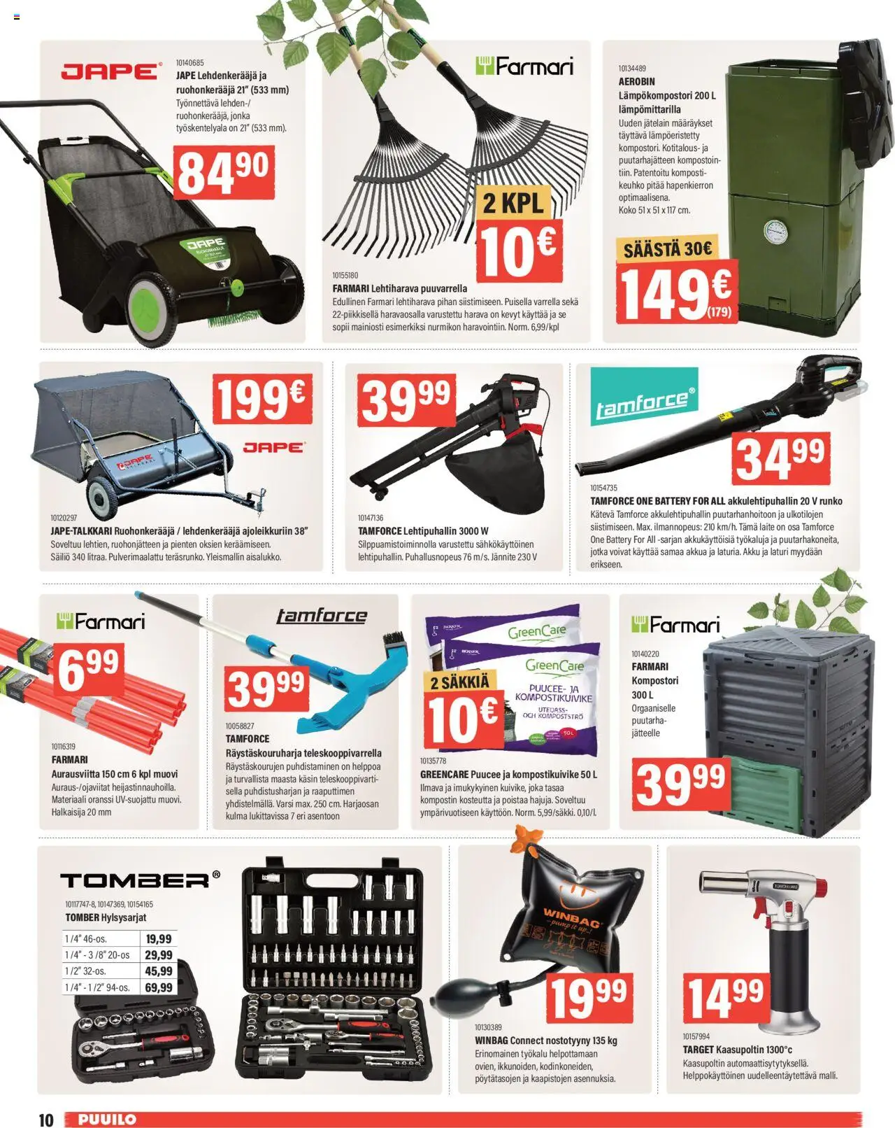 Puuilo tarjoukset – voimassa 08.09.2025 alkaen | Sivu: 10 | Tuotteet: Akku, Komposti, Harava, Laturi