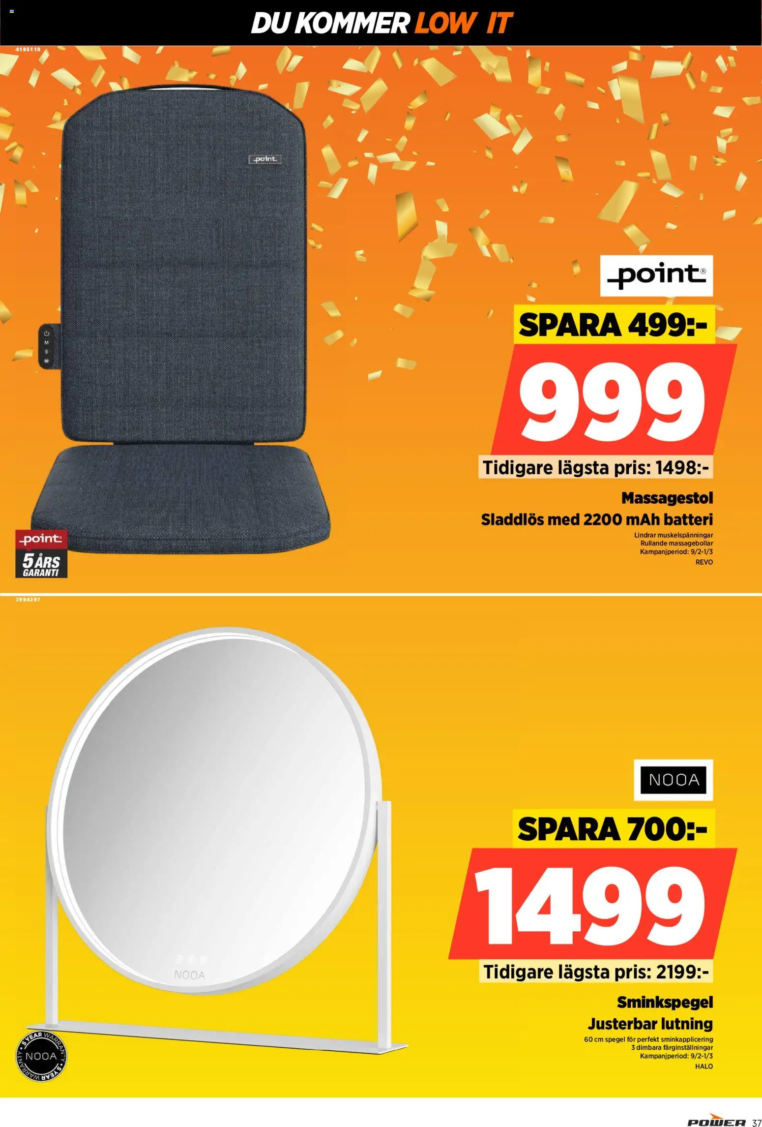 Power reklamblad aktuell från 16.02.2026 | Sida: 37 | Produkter: Batteri, Spegel, Sminkspegel