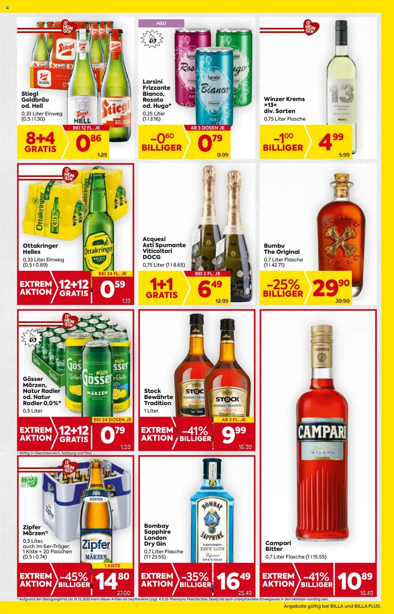 Billa AT akciós ujság - amely érvényes a következő dátumtól: 07.08.2025 | Oldal: 13 | Termékek: Radler, Gösser, Campari, Gin