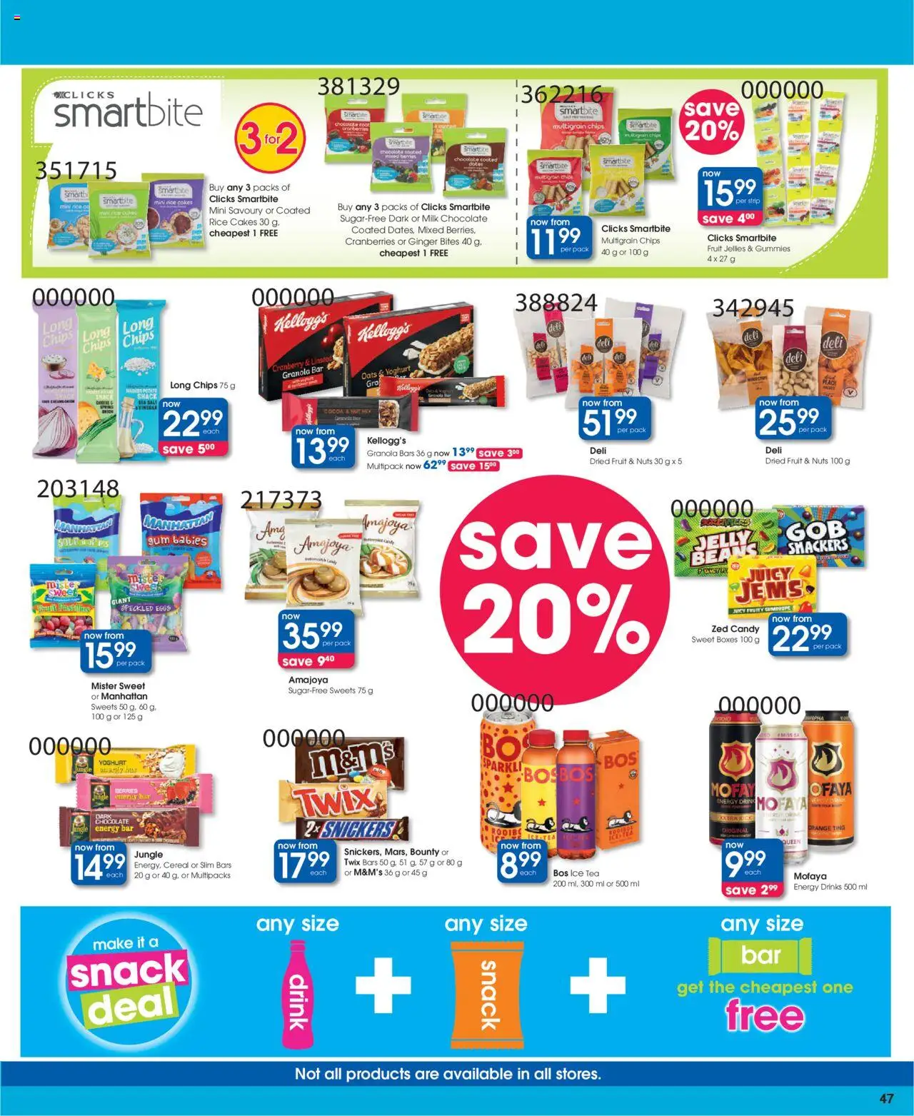 New Clicks catalogue – valid from 09.09.2025 | Page: 47 | Products: Cheese, Tea, Granola bars, Peach